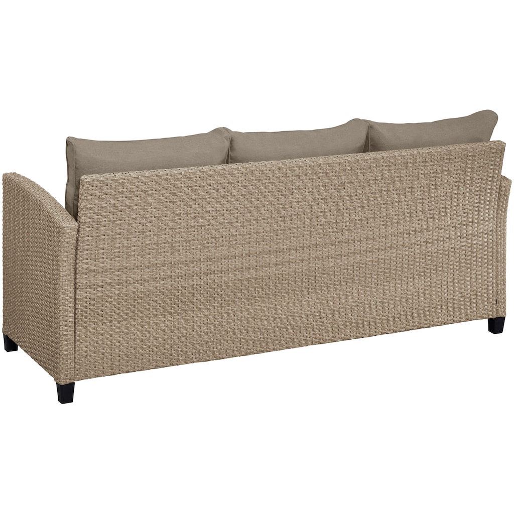 KONIFERA Gartenlounge-Set »Amsterdam«, (Set, 16 tlg., 1x 3er Sofa, 1x 2 Sessel, 2x Hocker, 1xTisch 144,5x74x67cm,Polyrattan), Stahl, Ablagefläche unter dem Tisch, Diningset, Loungeset