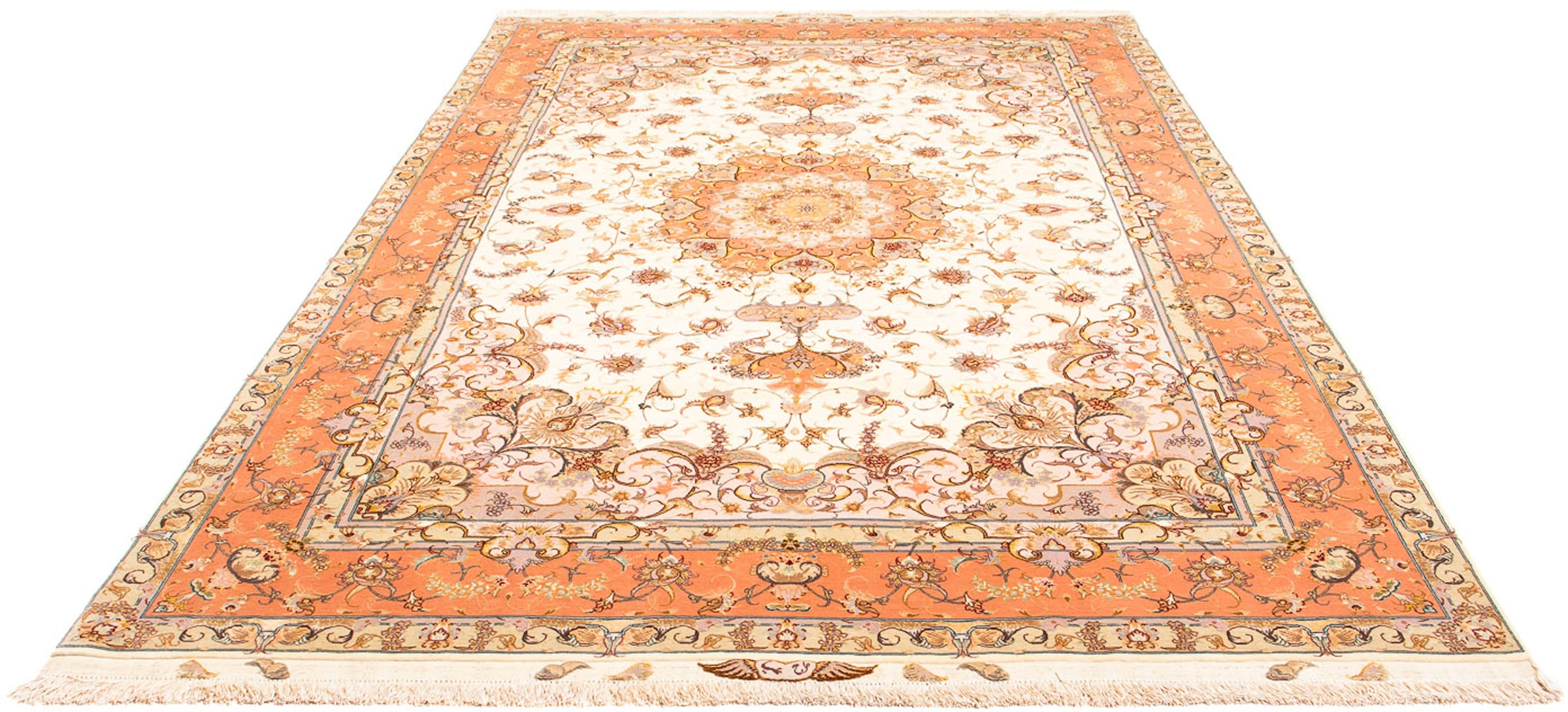 morgenland Orientteppich »Täbriz rund - 303 x 199 cm - beige«, rechteckig, günstig online kaufen