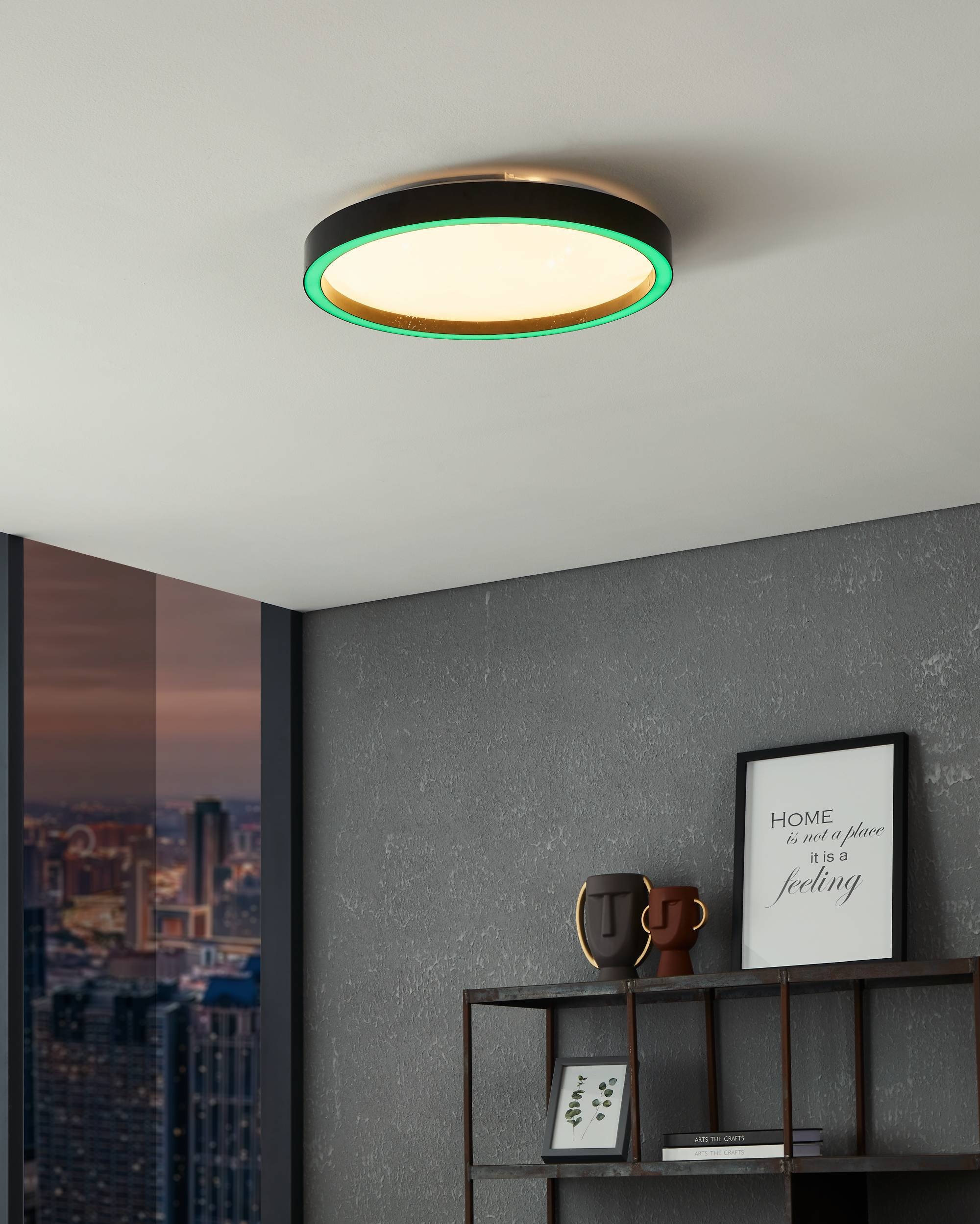EGLO Deckenleuchte »Montemorelos-Z Deckenlampe, ZigBee 3.0, Kristall-Effekt, Flurlampe« LED-Modul 1 Stk. Kaltweiß | RGB Wand-/Deckenleuchte - H5 x Ø42 cm - schwarz - 17,8W inkl.