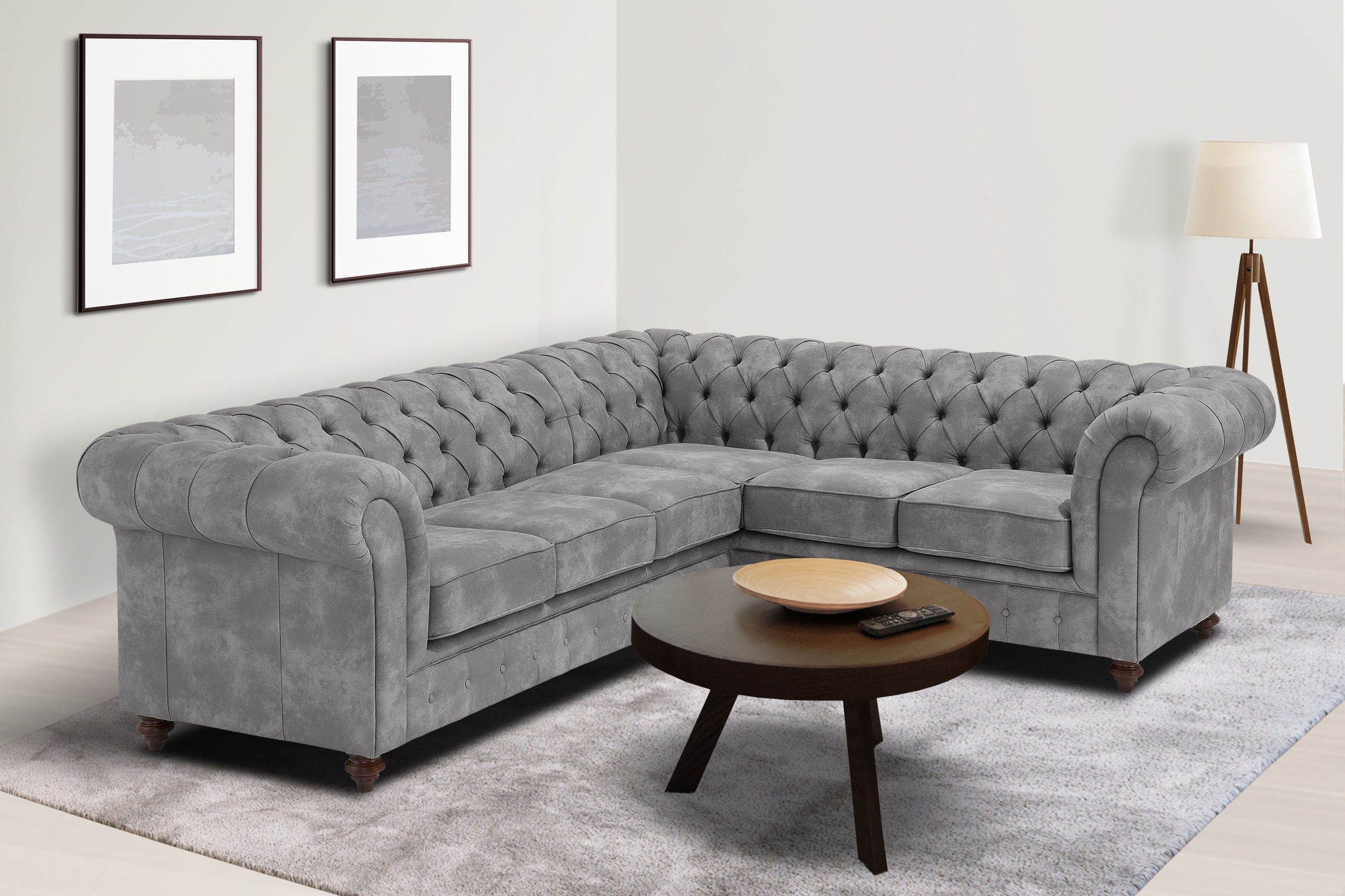 Home affaire Chesterfield-Sofa »Chesterfield Ecksofa, auch in Leder L-Form« günstig online kaufen