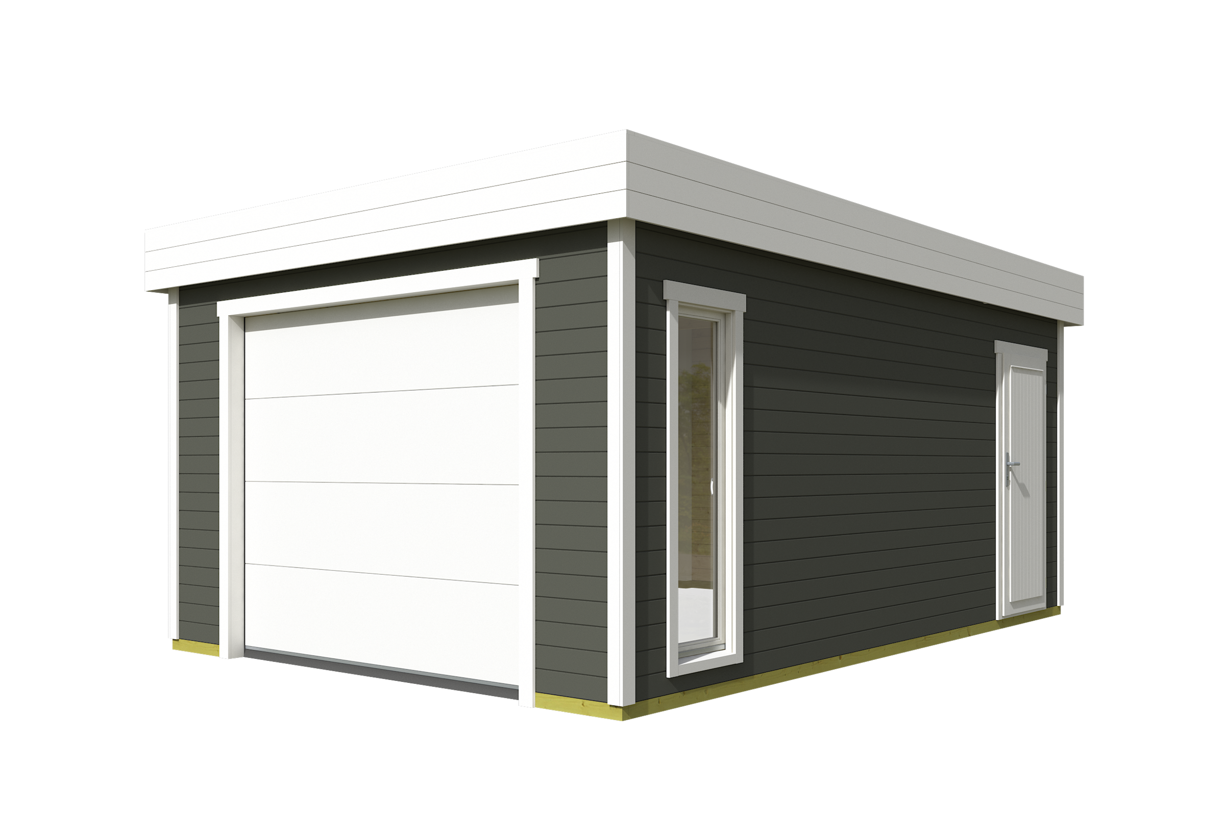 Nordic Holz Garage »BAHAMAS 2«, BxT: 380x560 cm, 205 cm Einfahrthöhe, mit Sektionaltor