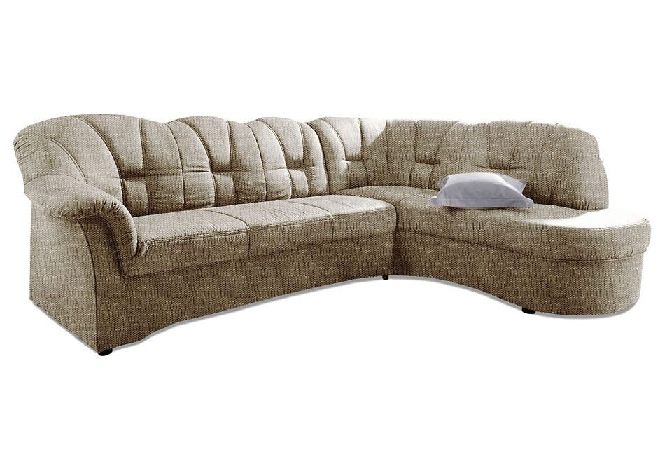 DOMO collection Ecksofa »Papenburg, zeitlose Rückensteppung, elegante Armlehne, L-Form«, mit Ottomane, wahlweise mit Bettfunktion
