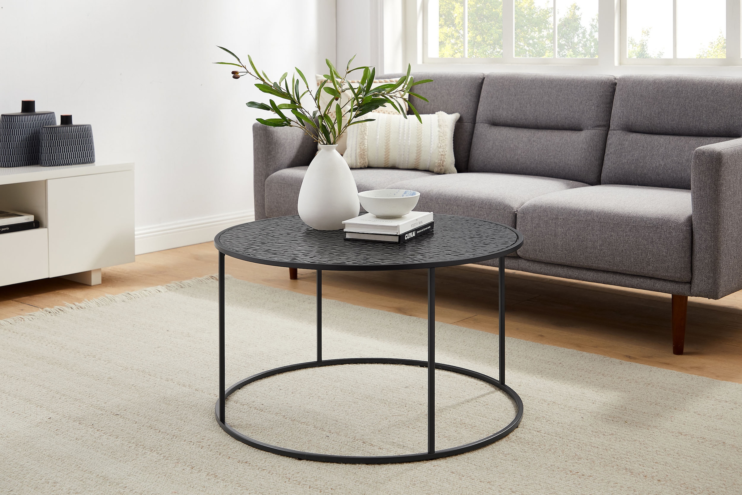 SalesFever Couchtisch, (1 St.), Glasplatte mit Strukturoptik günstig online kaufen
