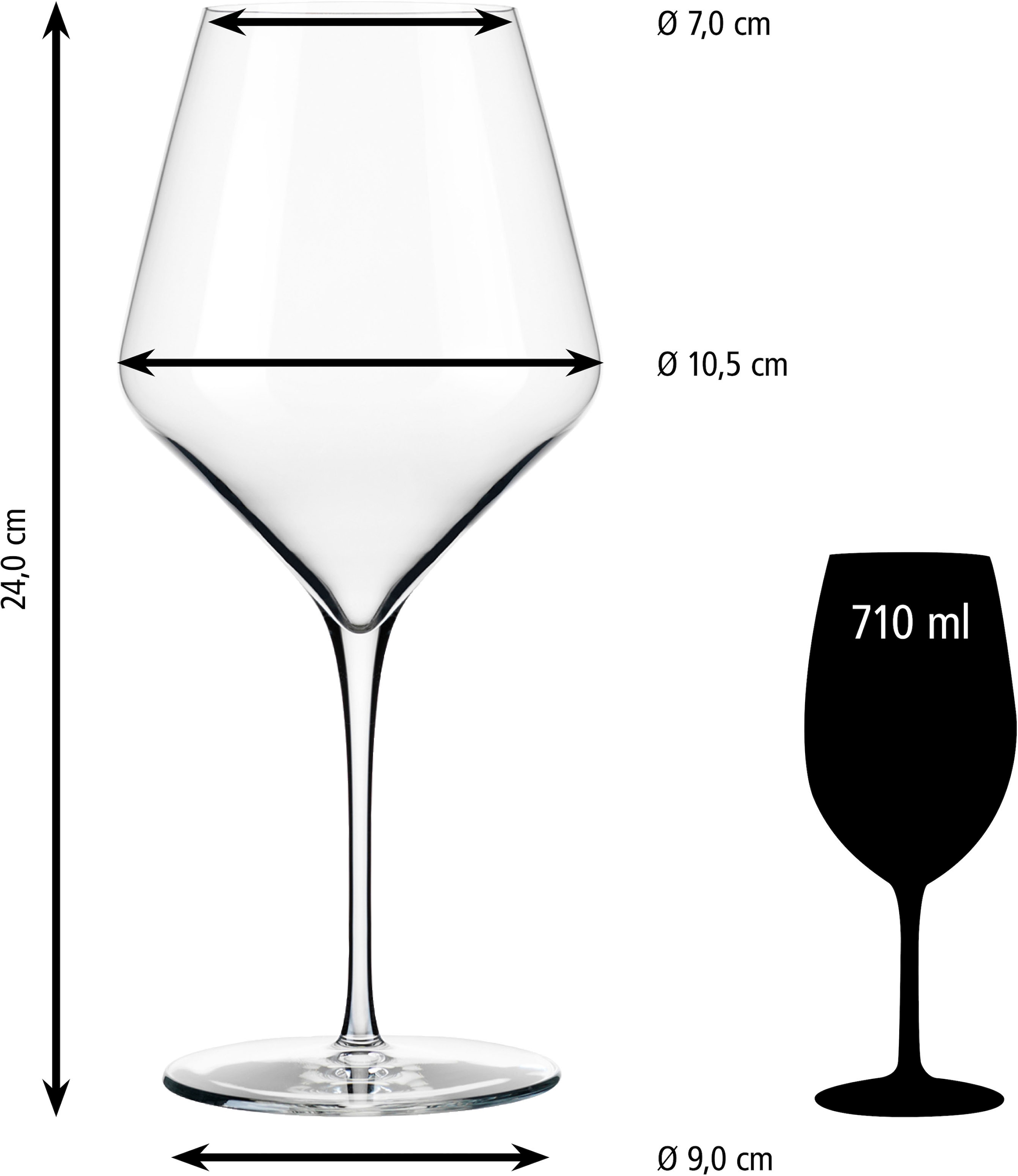 LIBBEY Weinglas »Libbey Gläser-Set -PRISM-, 12er Set«, (Set, 12 tlg.), 710 ml, hochwertig verarbeitet, im modernen Design