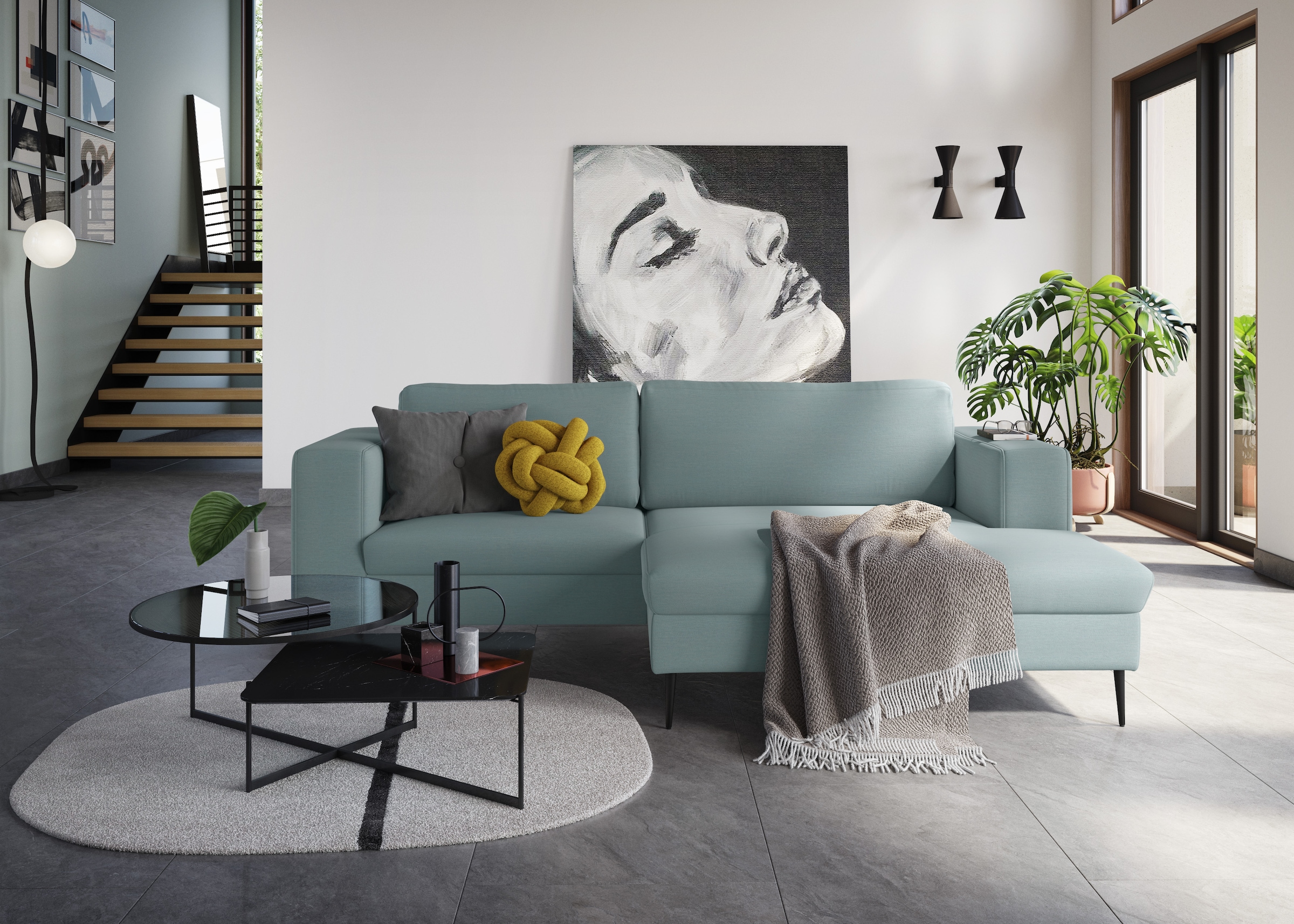 DOMO collection Ecksofa »Modica L-Form«, moderne Optik mit großzügiger RecamiÃ¨re, auch in Cord