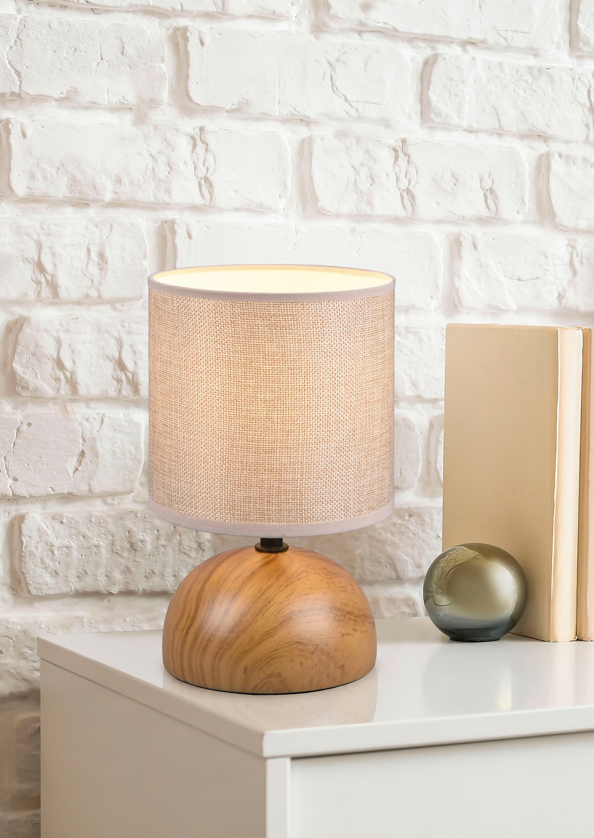 TRIO Leuchten Tischlampe »Luci«, Keramik Tischleuchte in Holzoptik, mit Sto günstig online kaufen