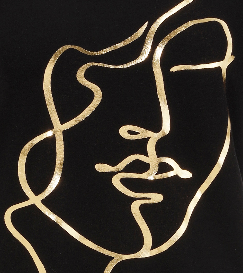 Aniston CASUAL T-Shirt, mit abstraktem Gesicht aus goldfarbenem Folienprint - NEUE KOLLEKTION