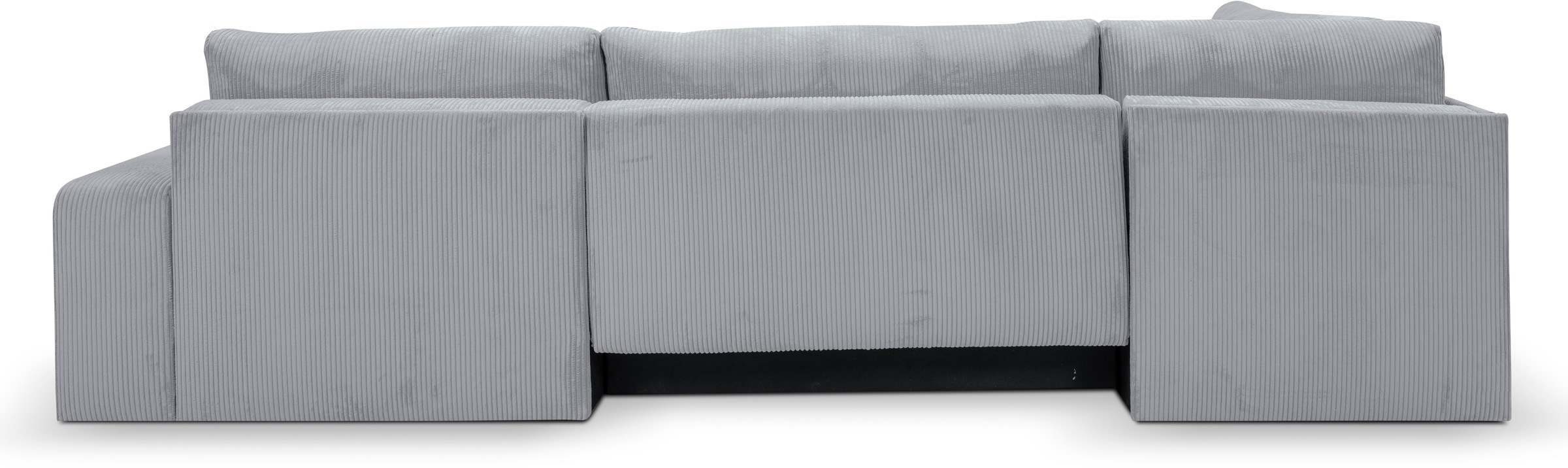 WERK2 Wohnlandschaft »Rotterdam-U, U-Form, in kuschelweichem Cord oder Breitcord«, Design Sofa mit Schlaffunktion & Bettkasten, Cord, Grau