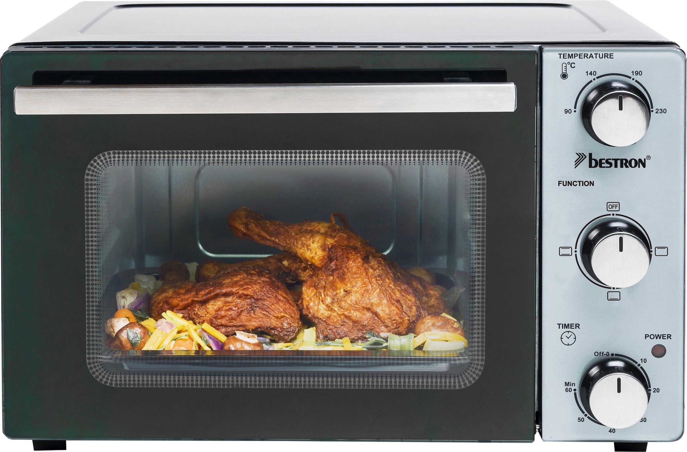 Bild von bestron Minibackofen »AOV20 kompaktes Gerät«, 1300 W, Edelstahl, Schwarz