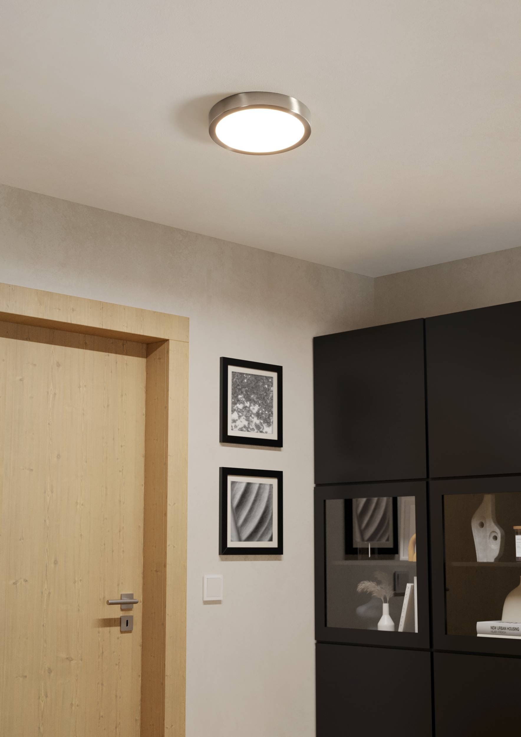 EGLO Aufbauleuchte »Fueva 5 Deckenleuchte, Stahl und Kunststoff, Wohnzimmerlampe, Lampe« LED-Modul 1 Stk. Warmweiß Aufbauleuchte, Deckenlampe in Nickel-Matt, Weiß, LED Aufbaulampe