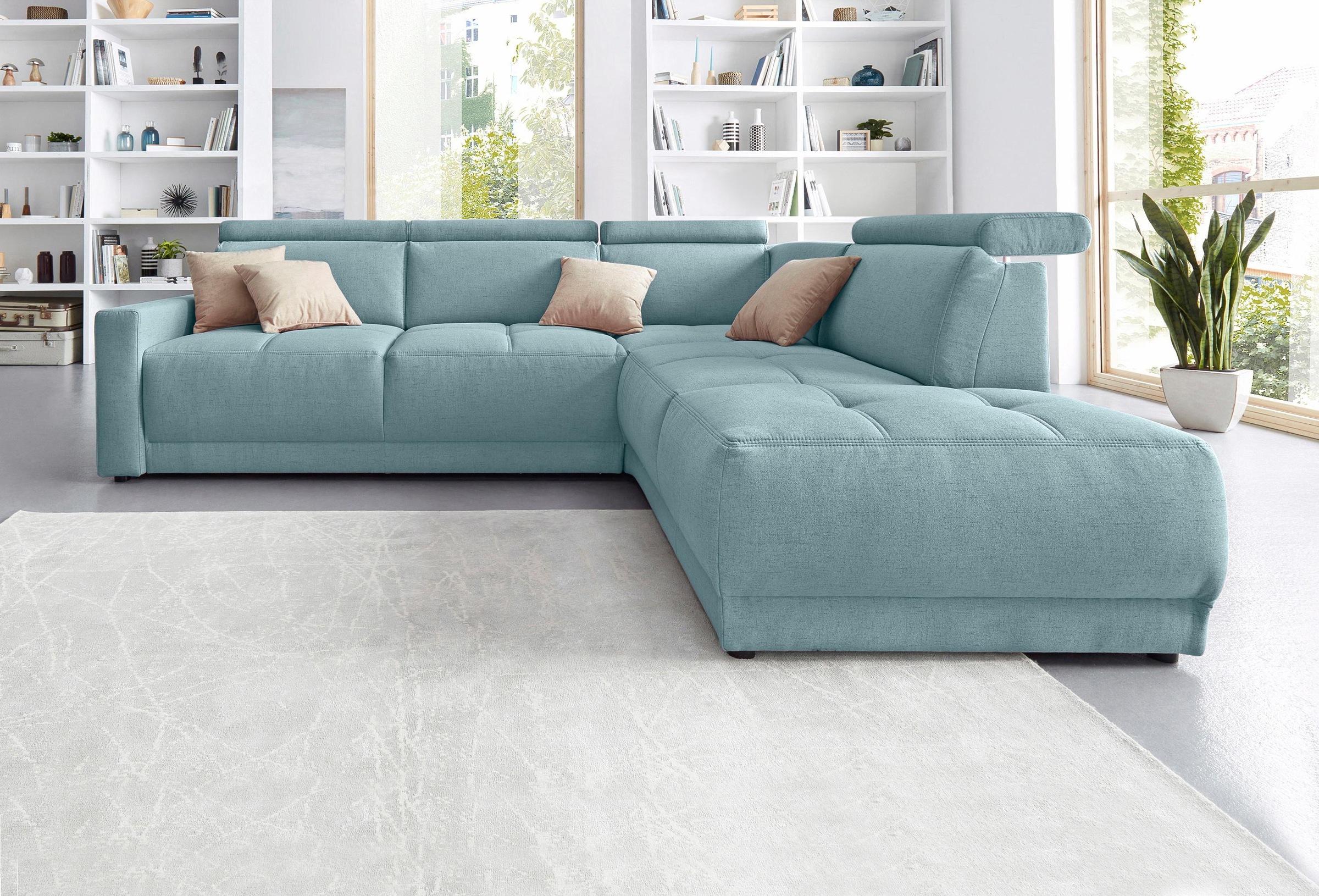 DOMO collection Ecksofa »Ava, moderne Sitzheftung mit toller Doppelnaht, ko günstig online kaufen