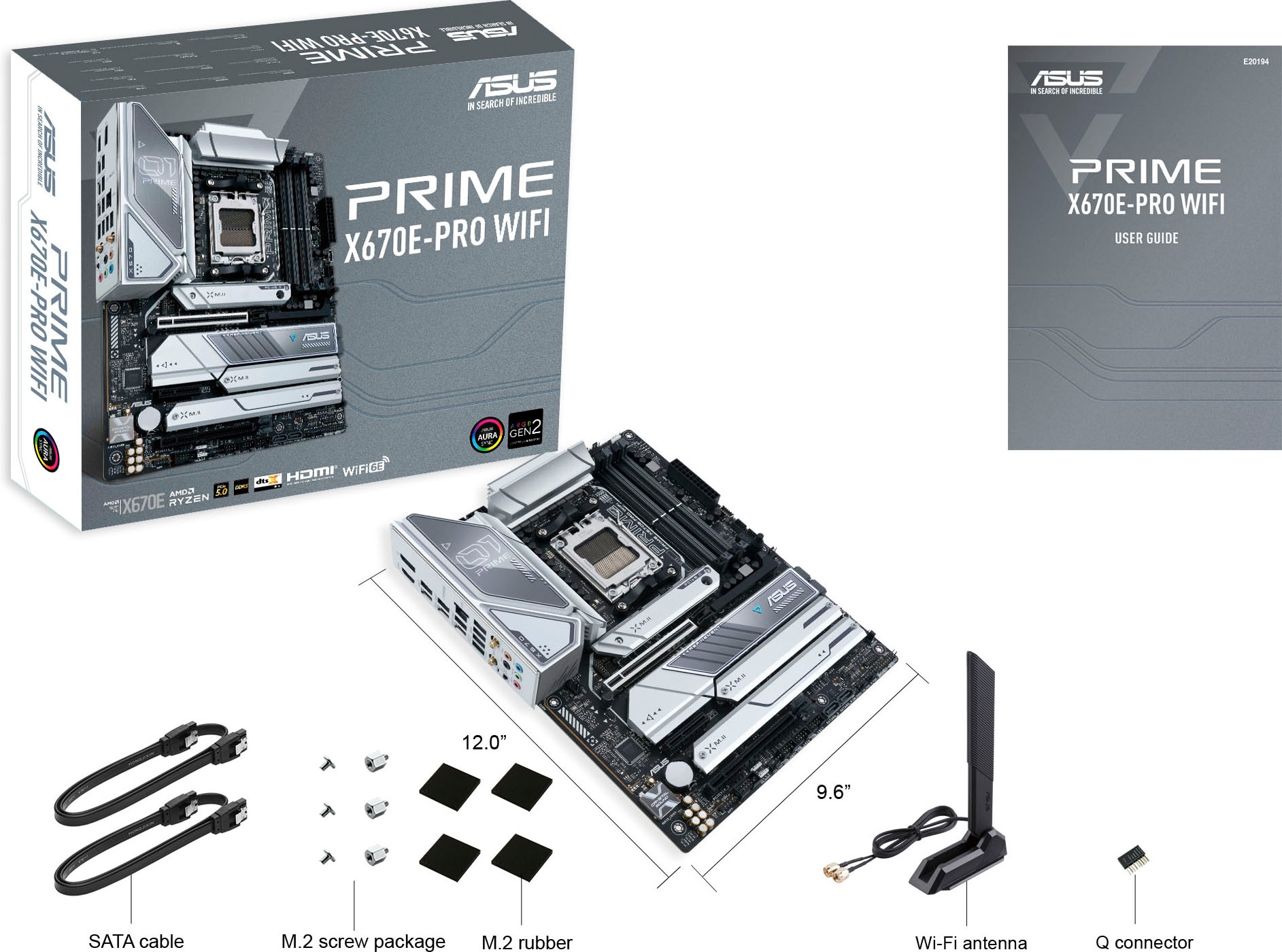Asus Mainboard »PRIME X670E-PRO WIFI«, Ryzen 7000, ATX, PCIe 5.0, DDR5-Speicher, 4x M.2, USB 3.2 Gen