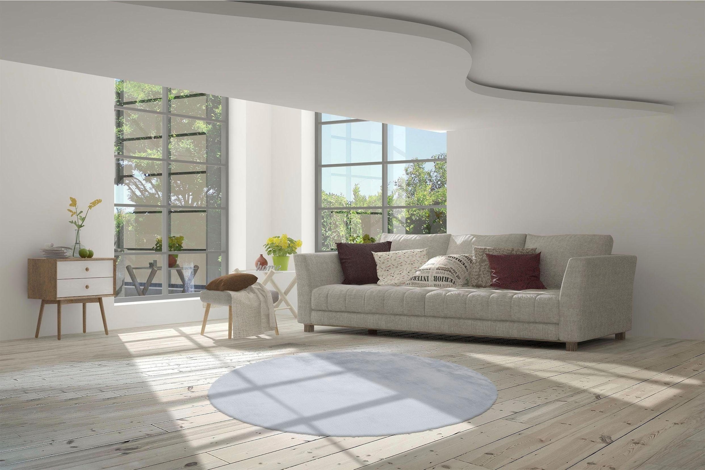 calo-deluxe Fellteppich »Vogesen 212«, rund, 45 mm Höhe, Kunstfell, Wohnzimmer