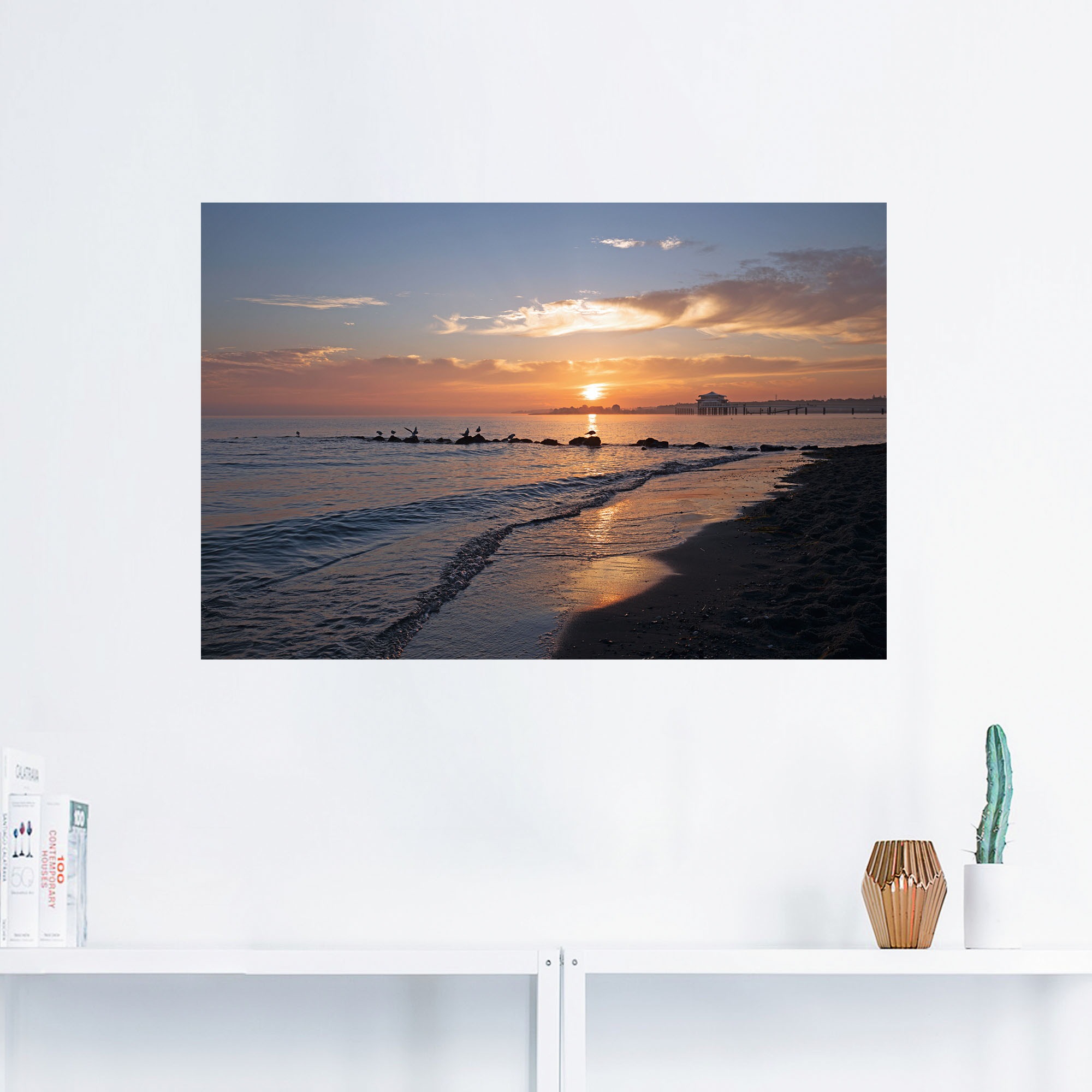 Artland Wandbild »Sonnenaufgang am Ostseestrand«, (1 Stück), in vielen Größen & Produktarten - Alubild / Outdoorbild für den Außenbereich, Leinwandbild, Poster, Wandaufkleber / Wandtattoo auch für Badezimmer geeignet