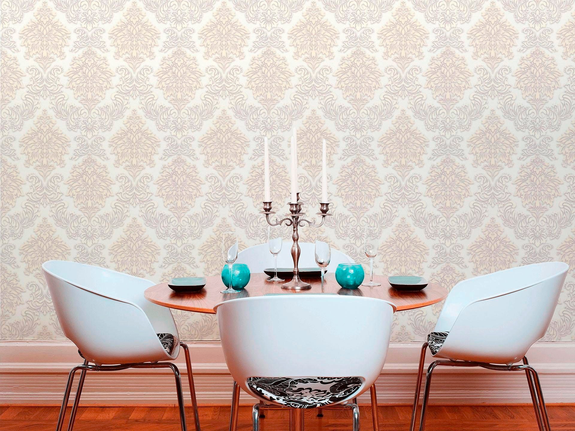living walls Vliestapete »Metropolitan Stories Lizzy London«, Barock-ornamental-gemustert, Ornament Tapete Barock Metallic Tapeten Wohnzimmer Schlafzimmer Küche
