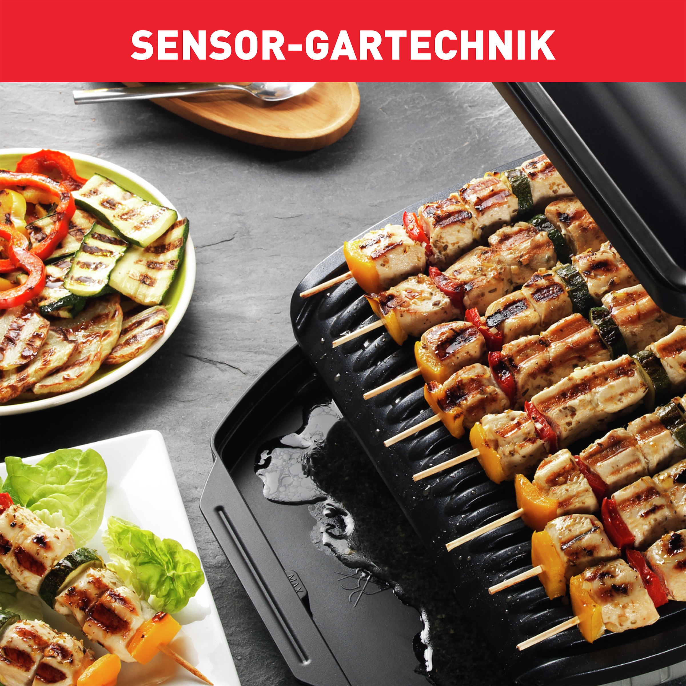 Tefal Kontaktgrill »OptiGrill« 2000 W 6 Programme, Lichtindikator des Garzustands, abnehmbare Grillplatten