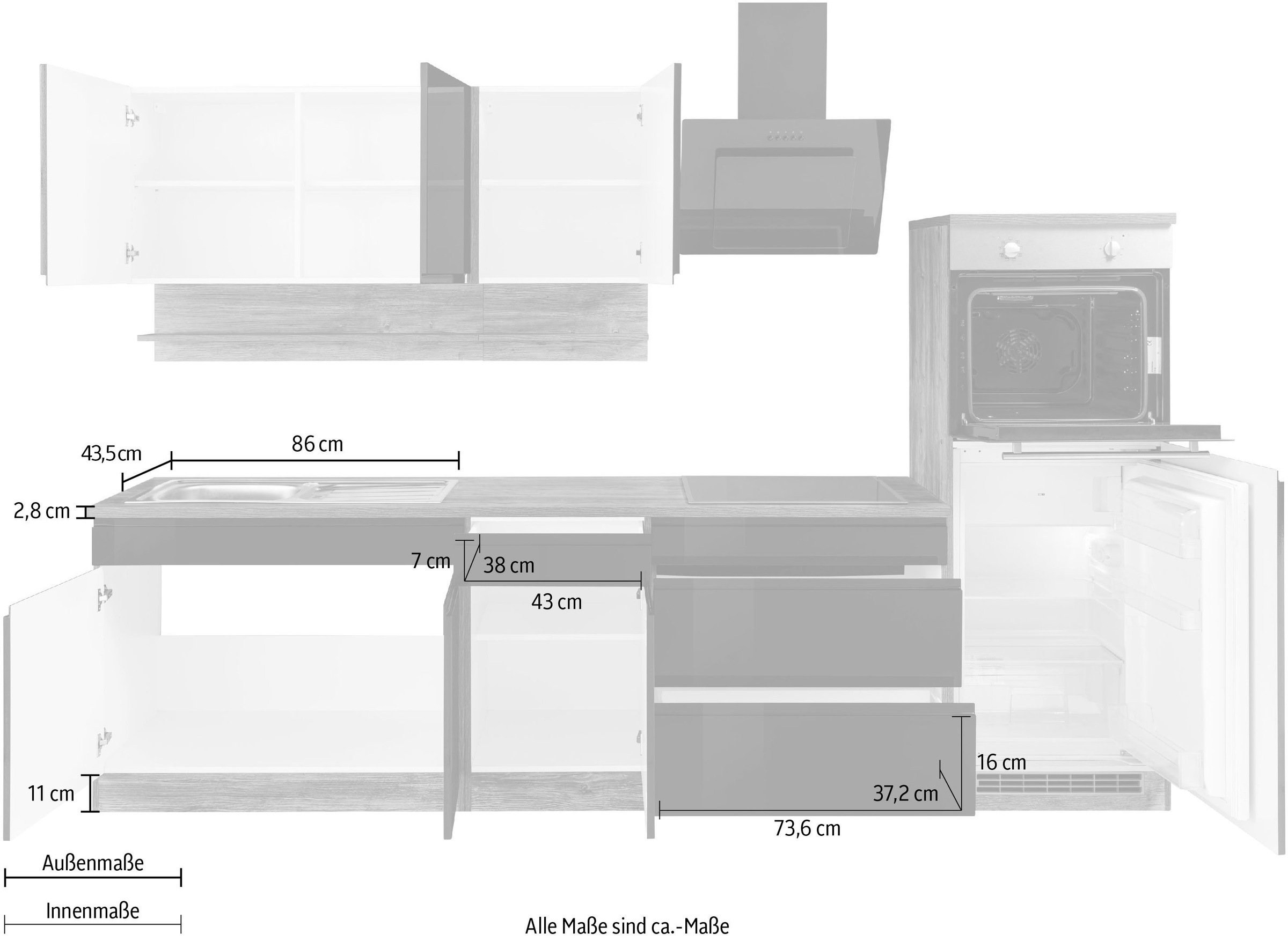 HELD MÖBEL Küche »Virginia«, Breite 290 cm, wahlweise mit  Induktionskochfeld auf Rechnung kaufen | Küchenzeilen ohne Geräte