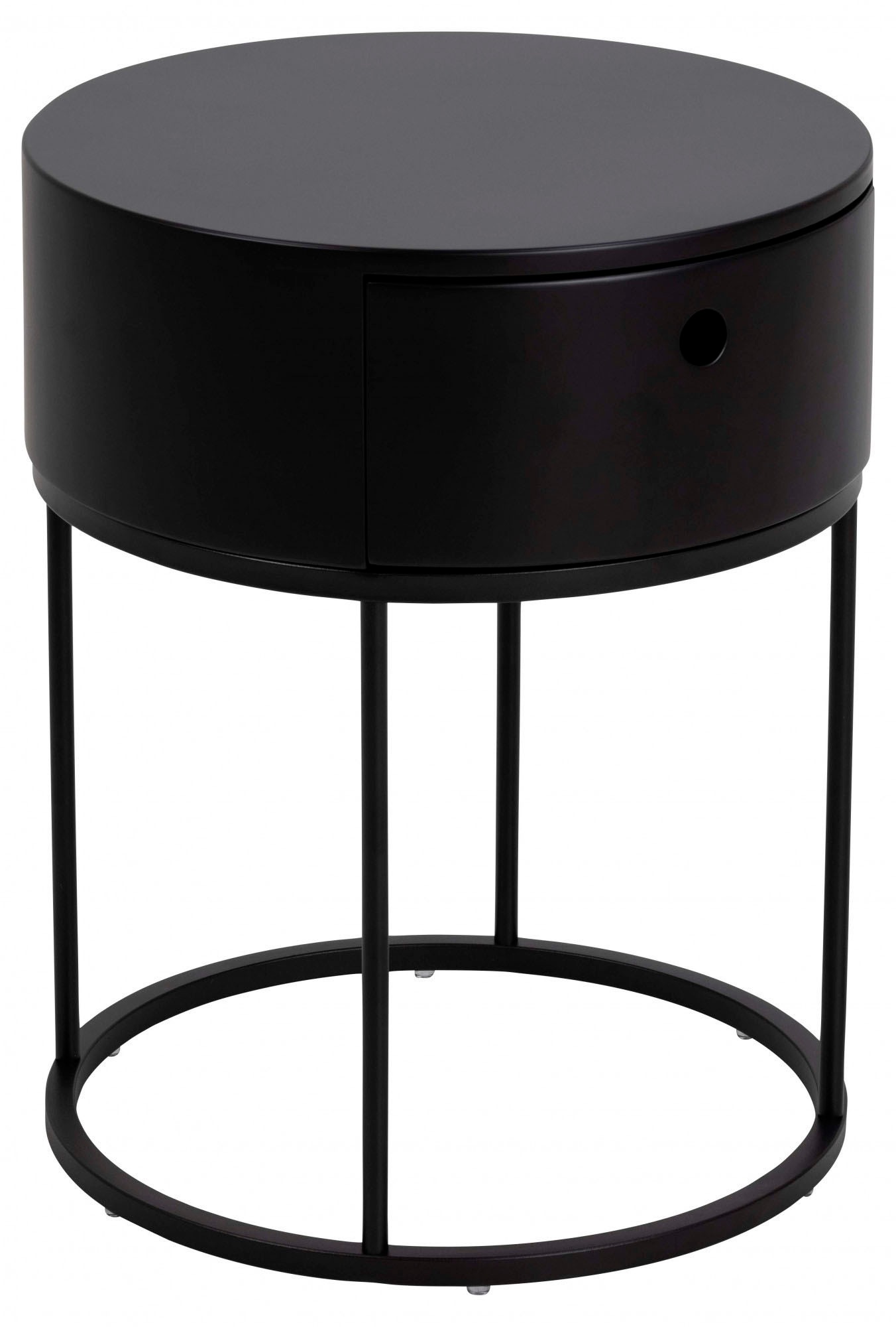 ACTONA GROUP Nachttisch »Polo«, (1 St.), Nachttisch in Weiss oder Schwarz, rund, Ø 40 cm, mit 1 Schublade