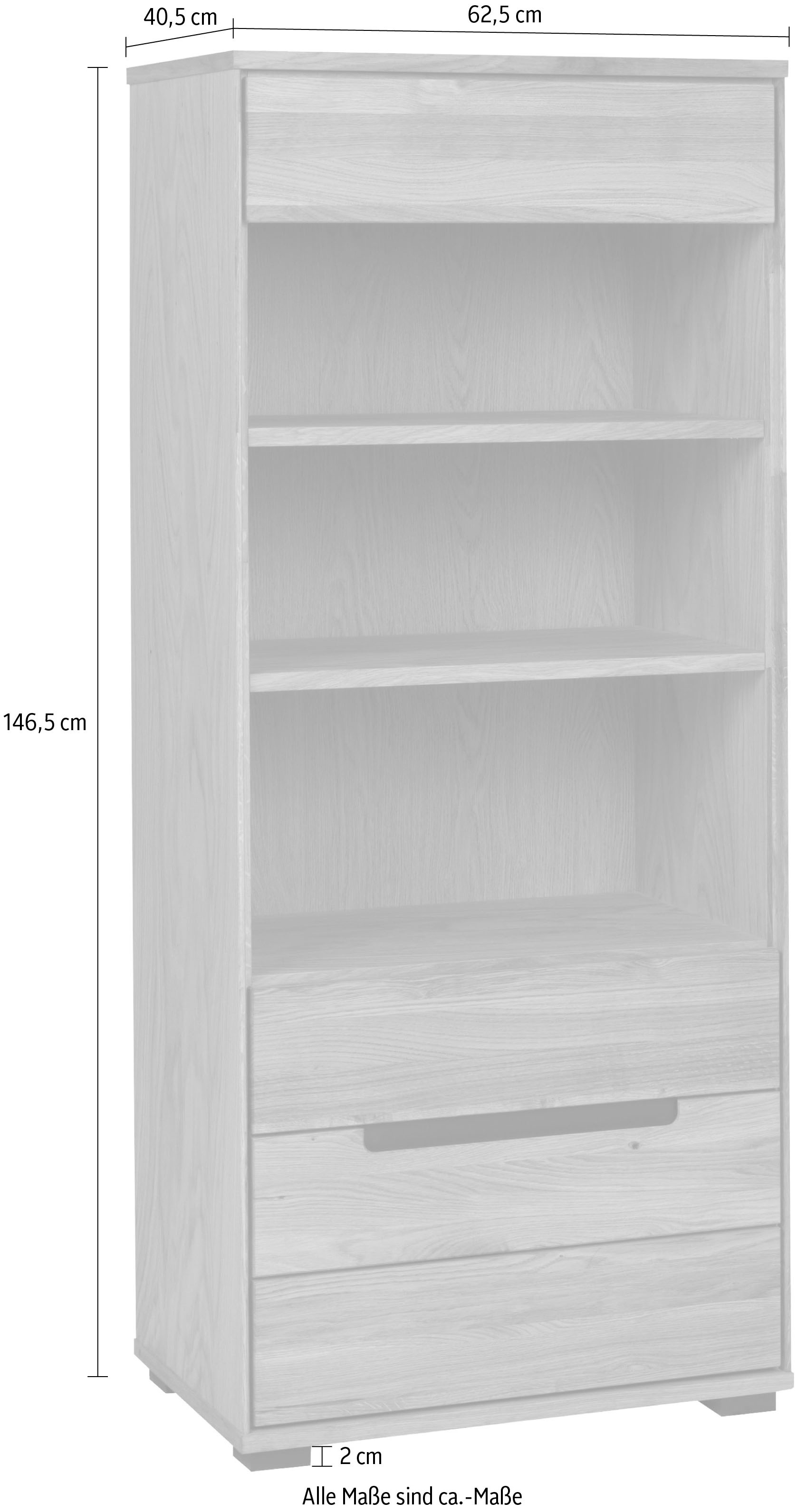 Home affaire Vitrine »Vitrine LOLA B/T/H: 62,5/40,5/146,5cm« Eiche teilmassiv, Türen mit dampfer