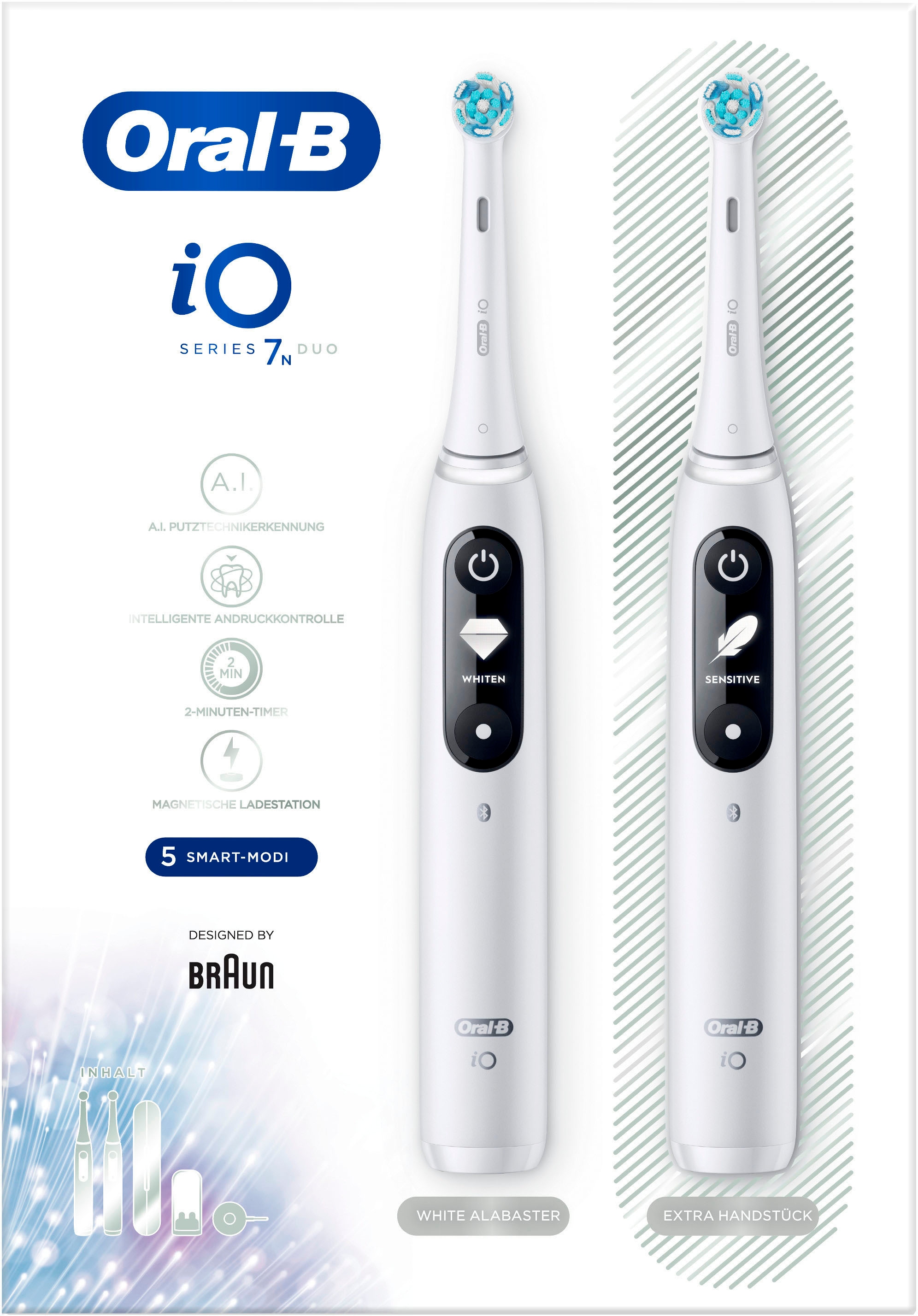 Oral B Elektrische Zahnbürste »iO Series 7N mit 2. Handstück«, 2 St.  Aufsteckbürsten, Magnet-Technologie auf Rechnung bestellen