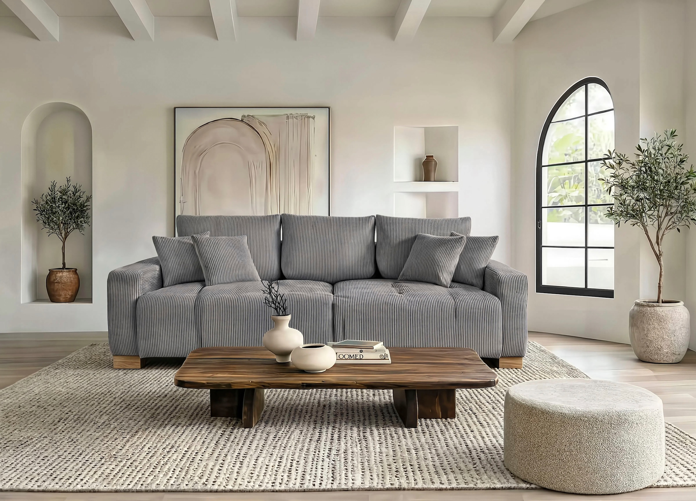 WERK2 Big-Sofa »Rimini Cord XXL Couch mit großer Sitztiefe, 240 cm breit, 4-Sitzer« Megasofa mit 4 Sitzplätzen, losen Rückenkissen & Zierkissen