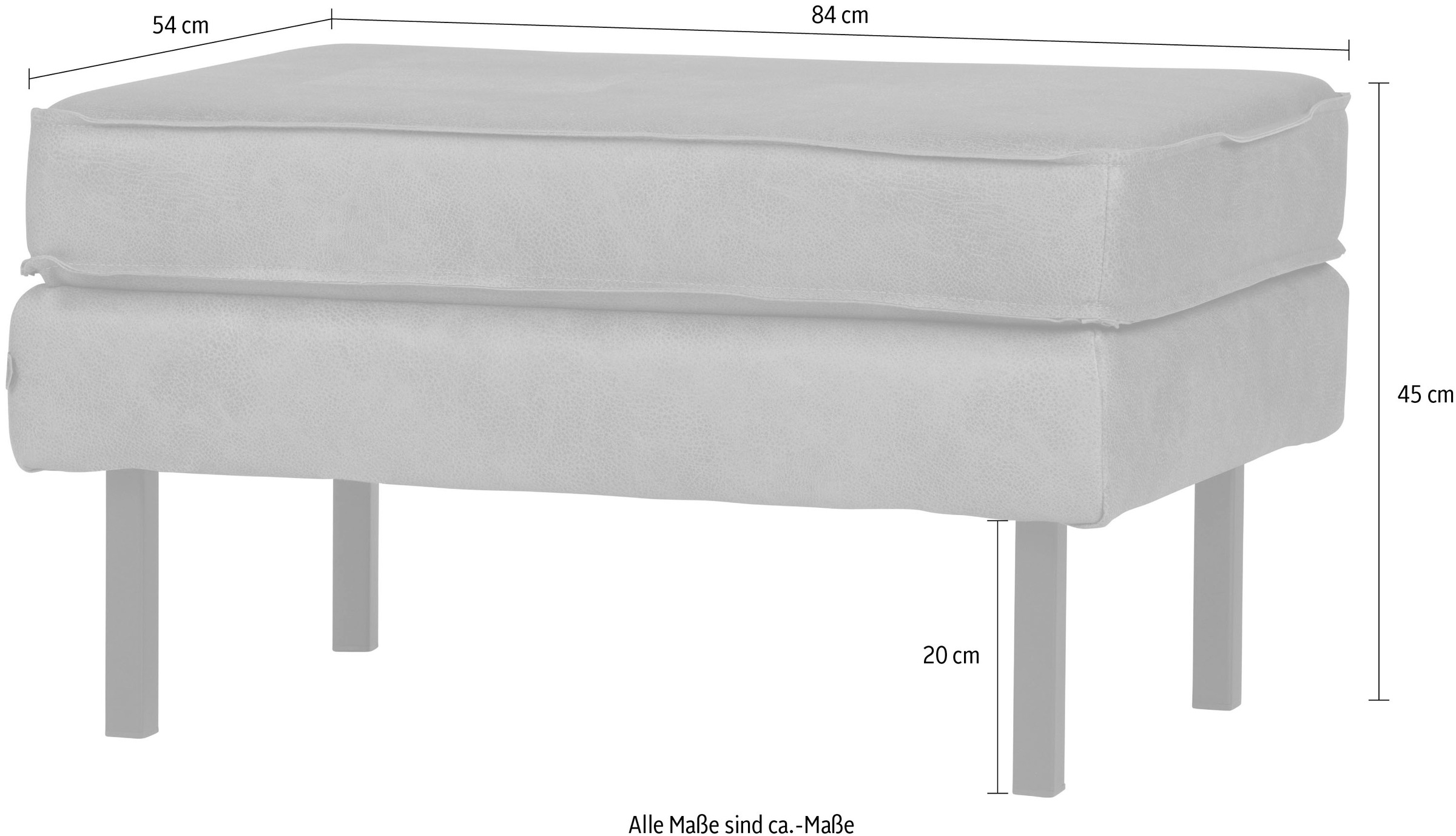 WOOOD Fußhocker »Rodeo mit Kunstleder-Kombination und Metallgestell B84 x T54 x H45 cm« Hohe Verschleißfestigkeit, Tragkraft 100 kg, einfach zu montieren
