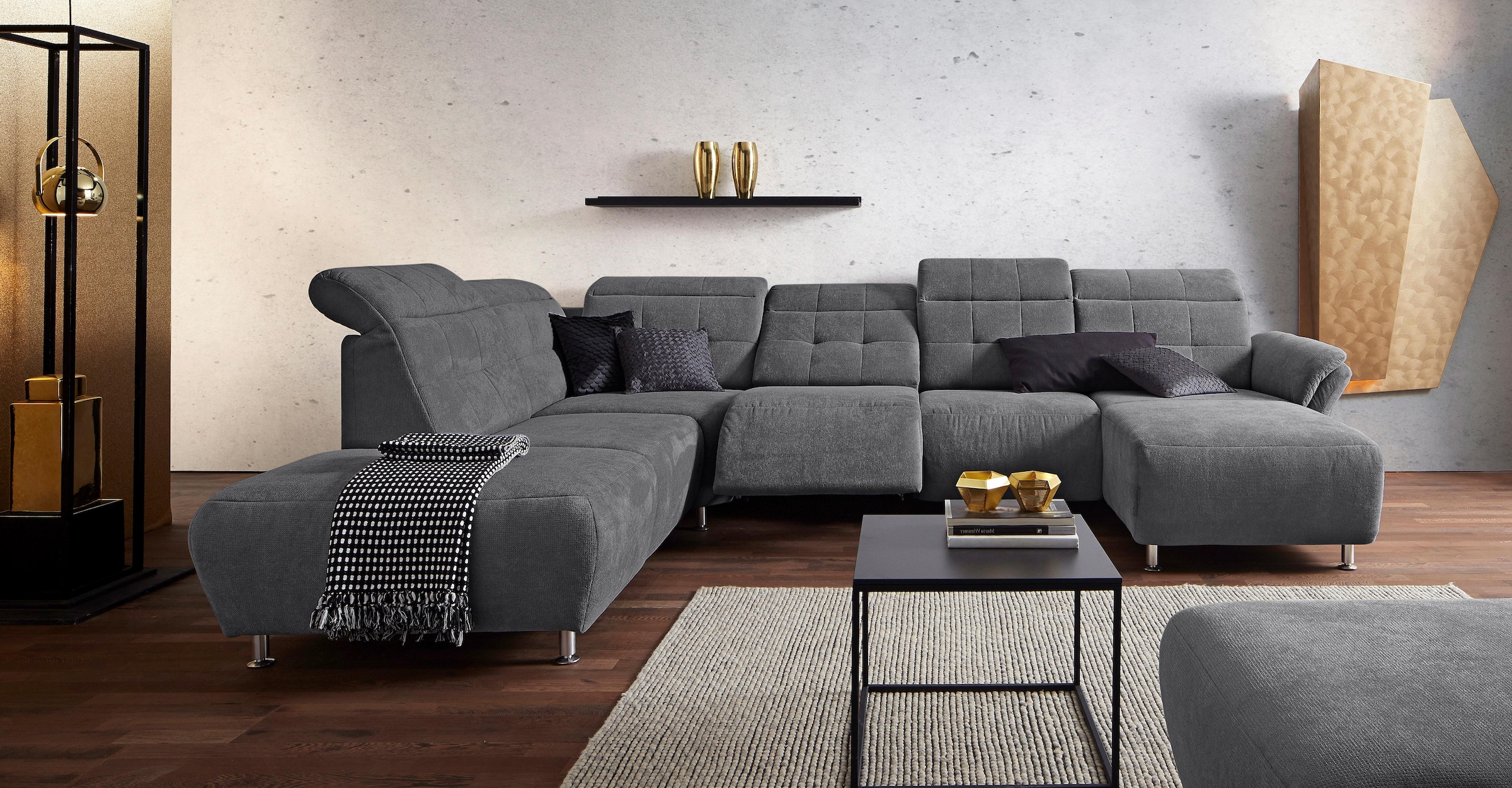 Home affaire Wohnlandschaft »Manhattan U-Form« 2 Sitze mit elektrischer Rel günstig online kaufen