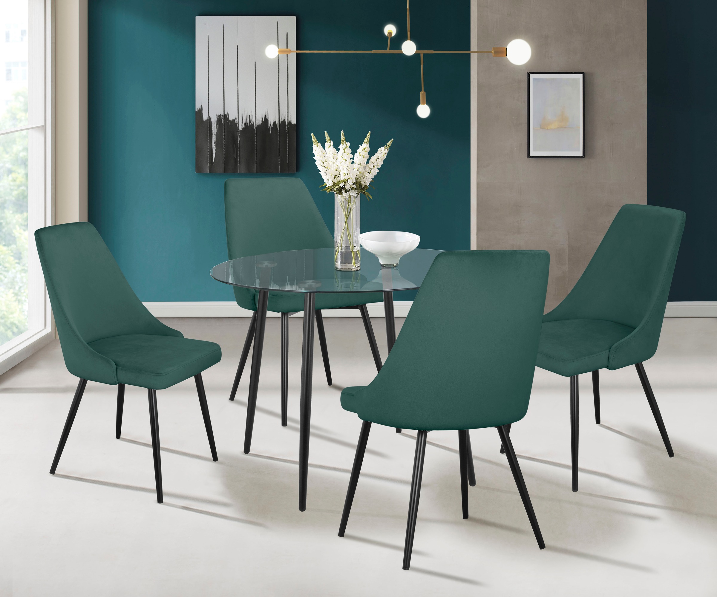 INOSIGN Essgruppe »Danny-Malio« Set, Set 100 cm, 5 Stk. tlg. Glastisch 100x günstig online kaufen