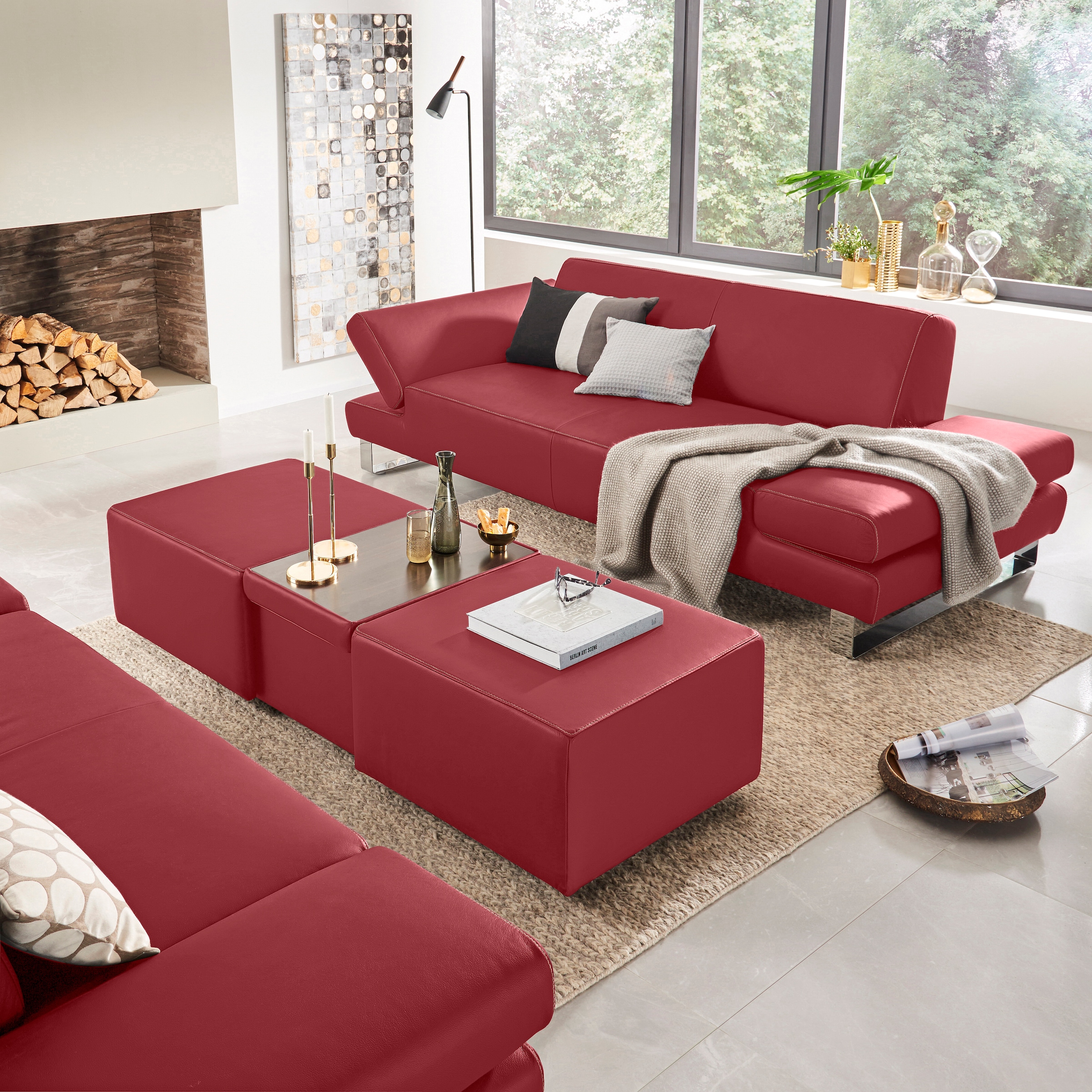 W.SCHILLIG 3-Sitzer »taboo Designsofa mit hohem Sitzkomfort«, mit Normaltiefe, inklusive Armlehnenverstellung, mit Kontrastnaht