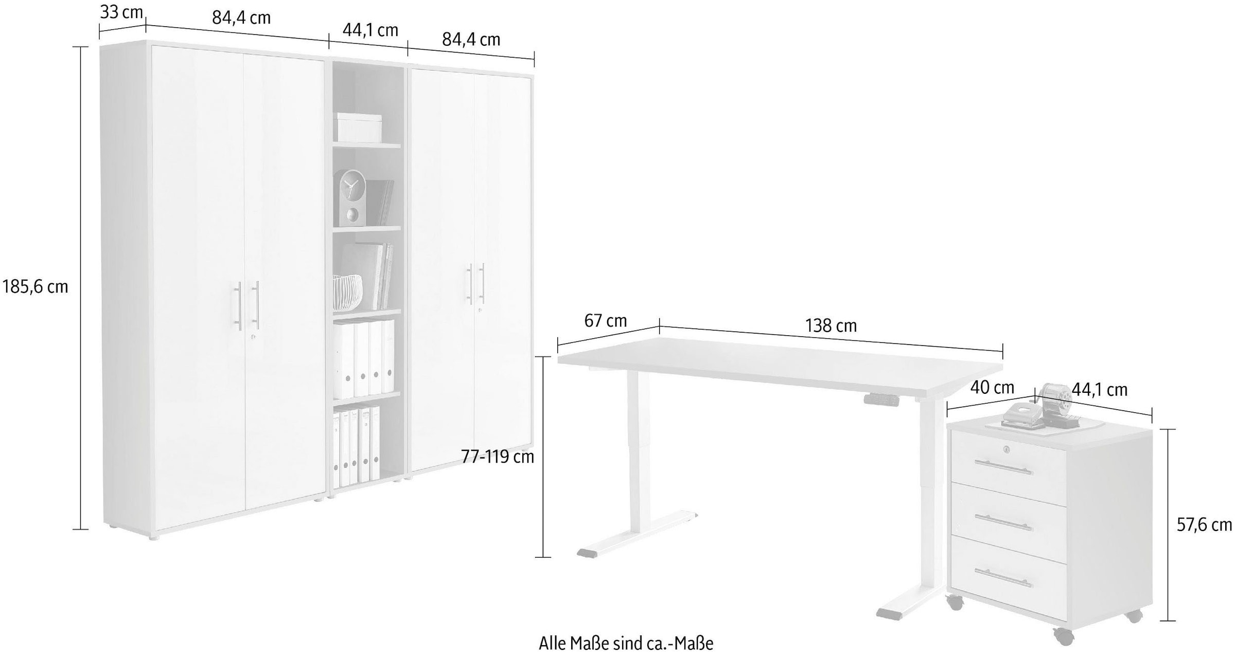 Schreibtisch mit Büromöbel-Set auf höhenverstellbarem kaufen elektrisch 5 Raten (Set, St.), Möbel »Tabor«, BMG