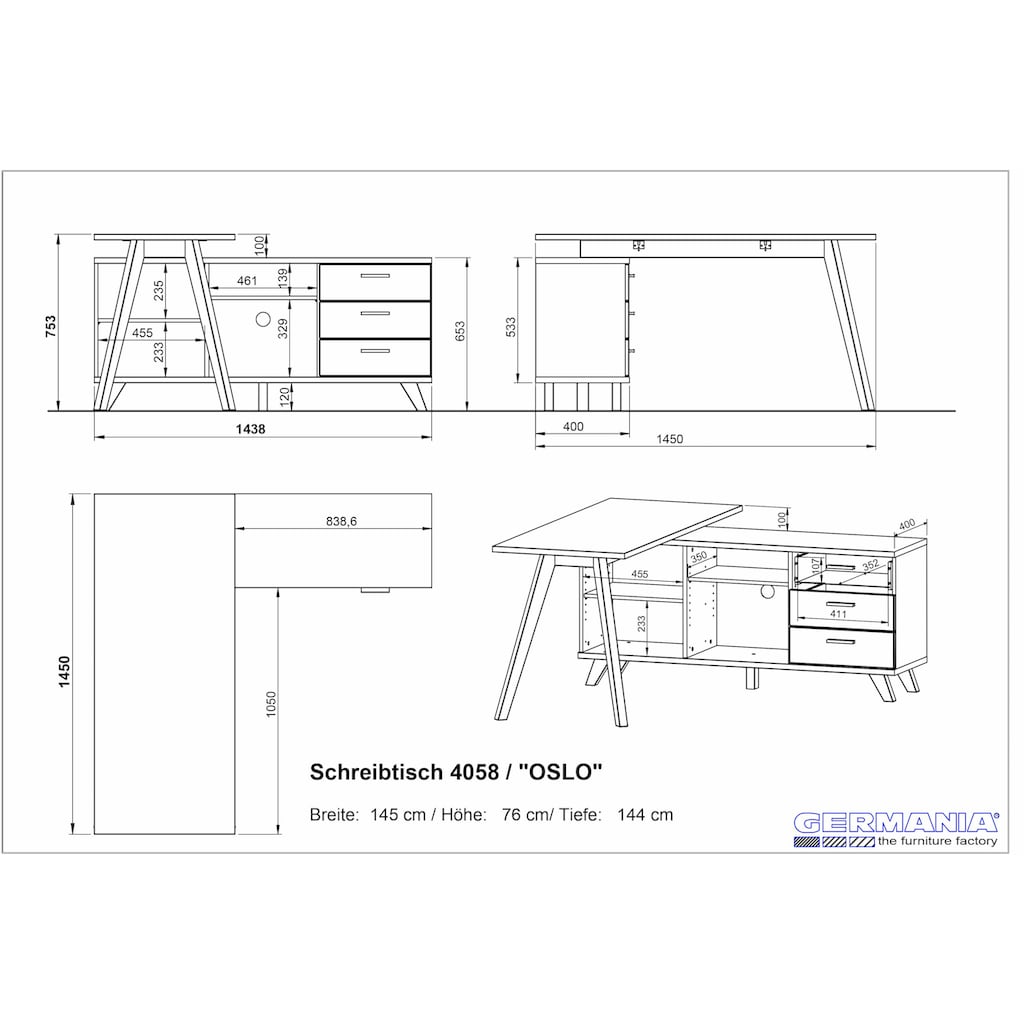 GERMANIA Eckschreibtisch »Oslo«