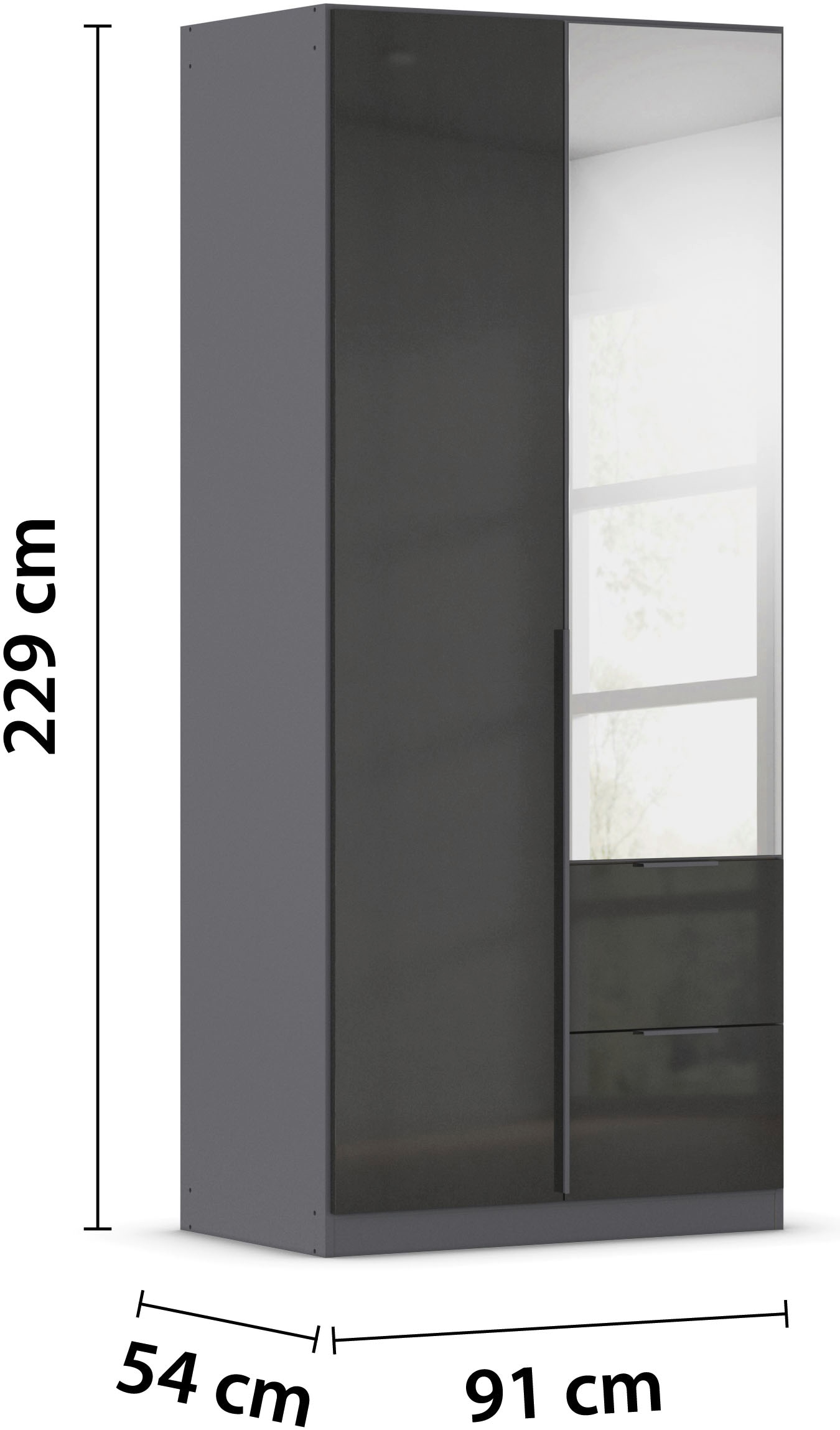 rauch Drehtürenschrank »Kleiderschrank Schrank Garderobe AGORDO mit Dekor- oder Hochglanzfront«, (in zwei Griff-Farben mit Dekor- oder Hochglanzfront), mit Außenschubkästen, in 6 Breiten und 2 Höhen MADE IN GERMANY