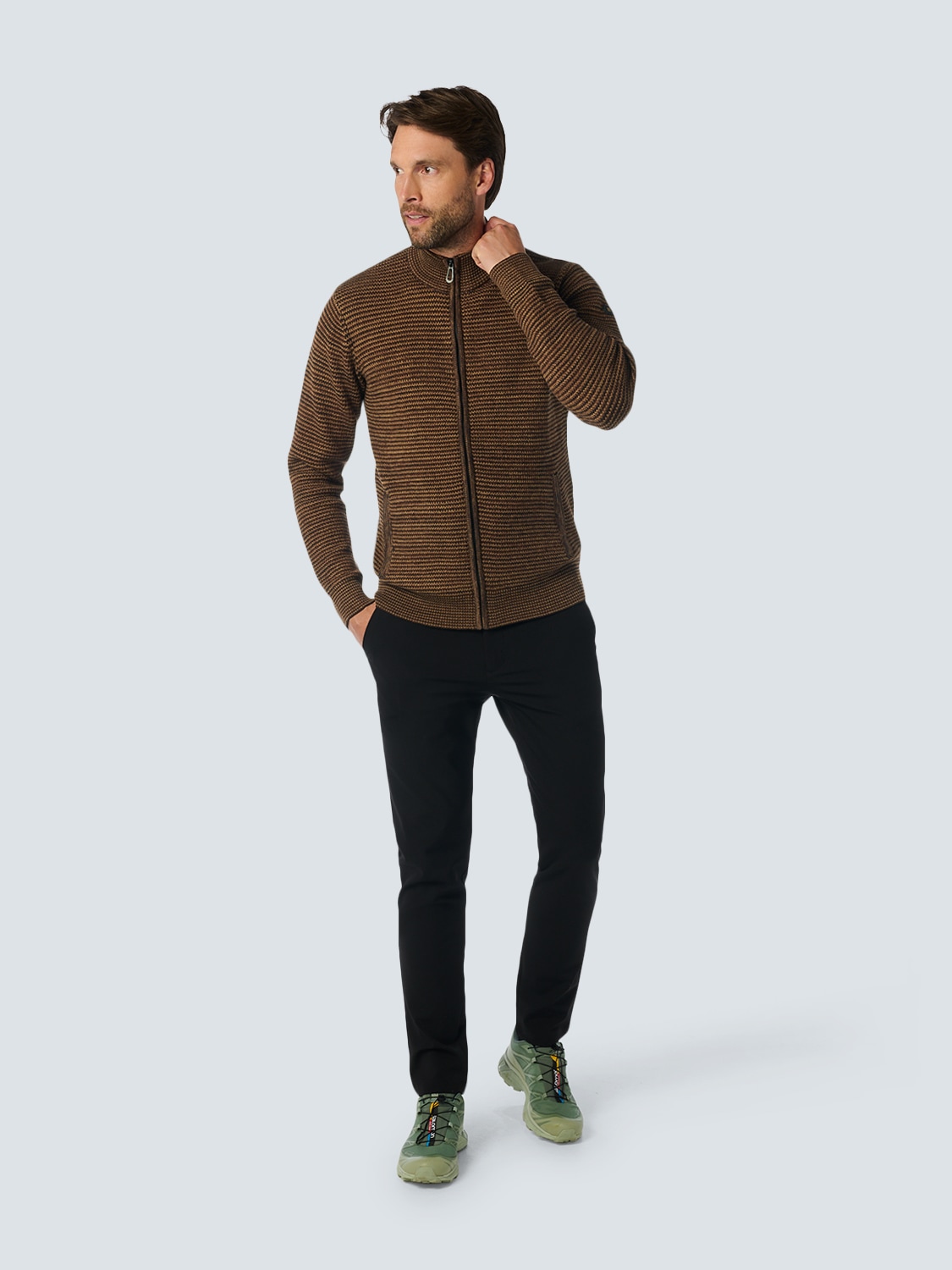 NO EXCESS Rollkragenpullover »No Excess Jacquard-Strickjacke«