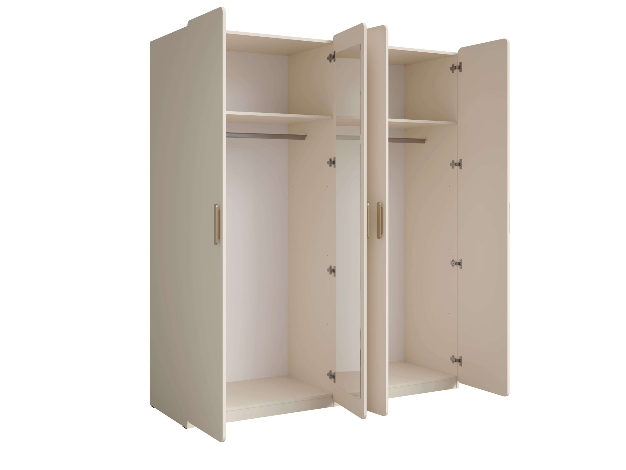 Home affaire Kleiderschrank »CLAREI mit 2 Einlegeböden, 2 Kleiderstangen, Maße B/H/T 179/210/60,5cm«, Garderobe mit 4 Drehtüren und goldenen Kunststoffgriffen