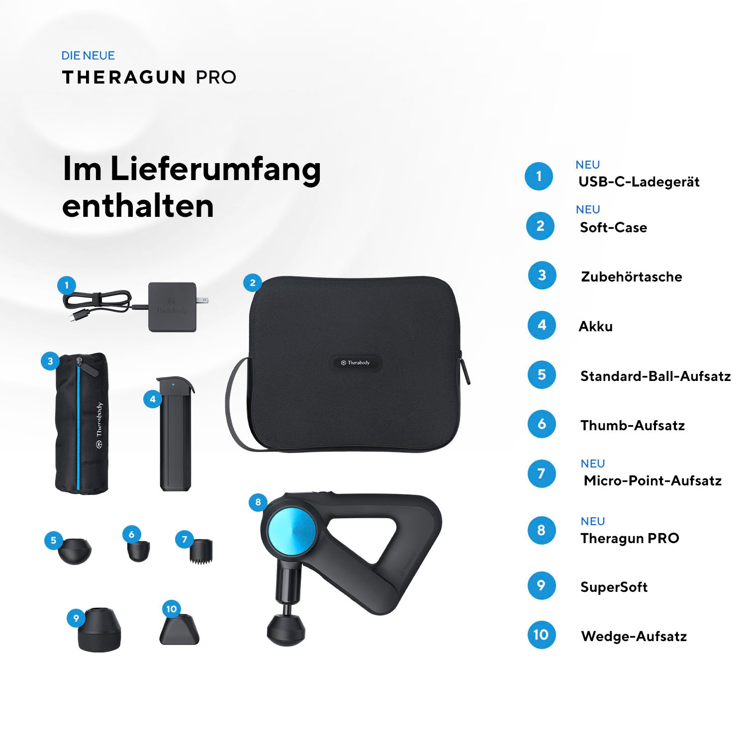 Therabody Massagepistole »Theragun Pro (5.Generation)«, (Erhöht die Flexibilität & Mobilität - Leistungsstarker Motor), Reduziert Schmerzen und Verspannungen, Verbessert die Schlafqualität