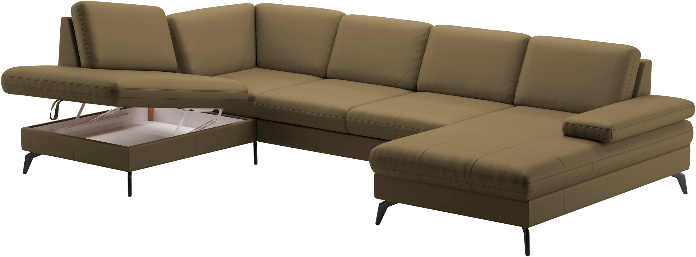 sit&more Wohnlandschaft »Morris U-Form, inkl. Sitztiefenverstellung«, wahlweise mit Armteilverstellung, Bettfunktion & Bettkasten