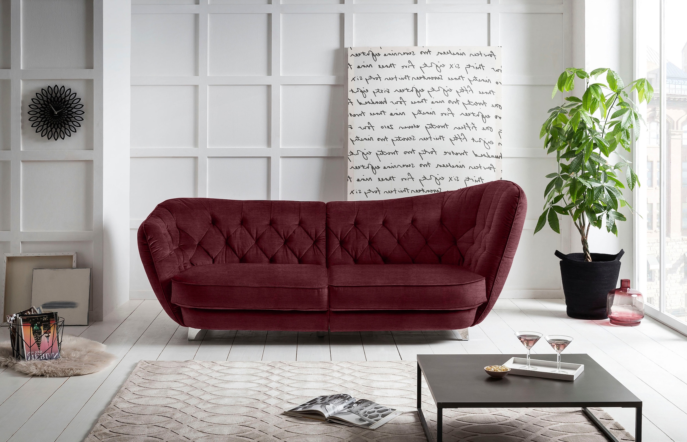 Leonique Big-Sofa »Retro«, stylischer Hochlehner