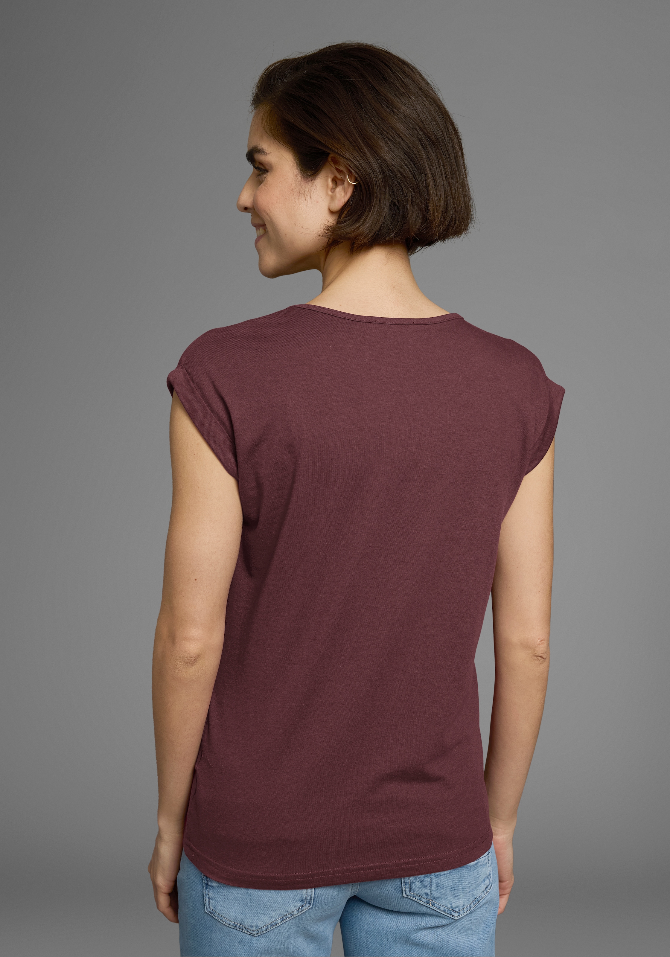 Boysen's T-Shirt Kurzarm,  unifarben,  Rundhals,  für Freizeit und Alltag