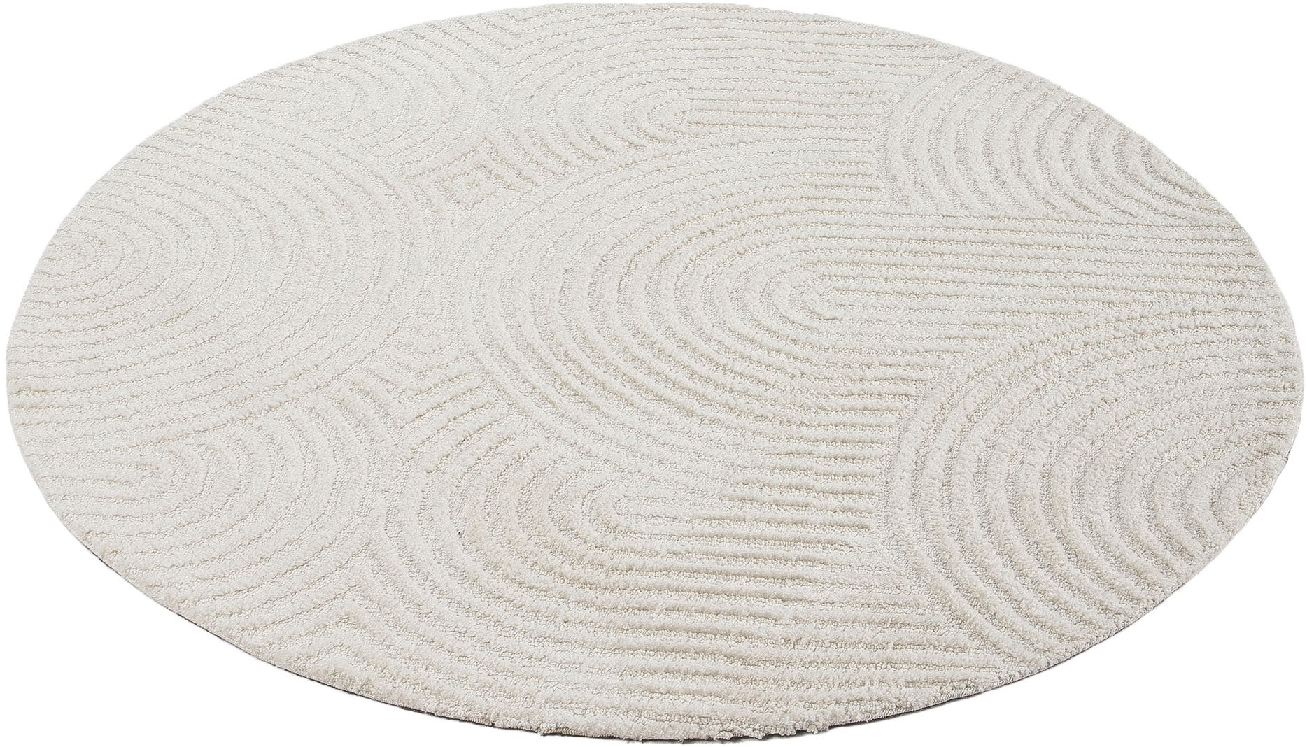 carpetfine Teppich »Holly Zen 1«, rund, 12 mm Höhe, Hoch-Tief-Effekt, geometrisch, Zeitloses Design, dekoratives Highlight