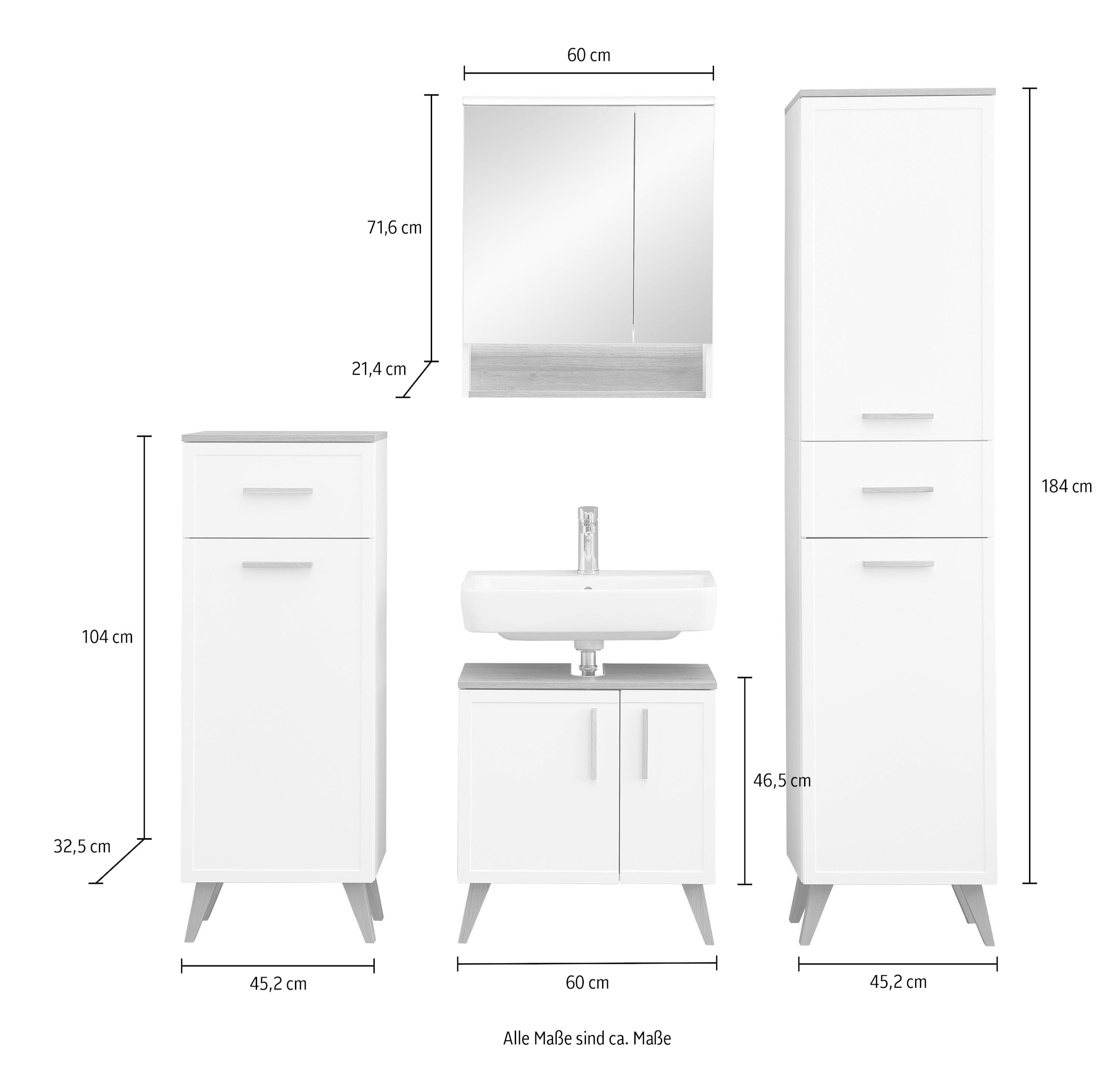Saphir Badmöbel-Set »5-teilig, mit Soft-Close Türen und Fuß-Set« Set, 7 Stk. tlg.