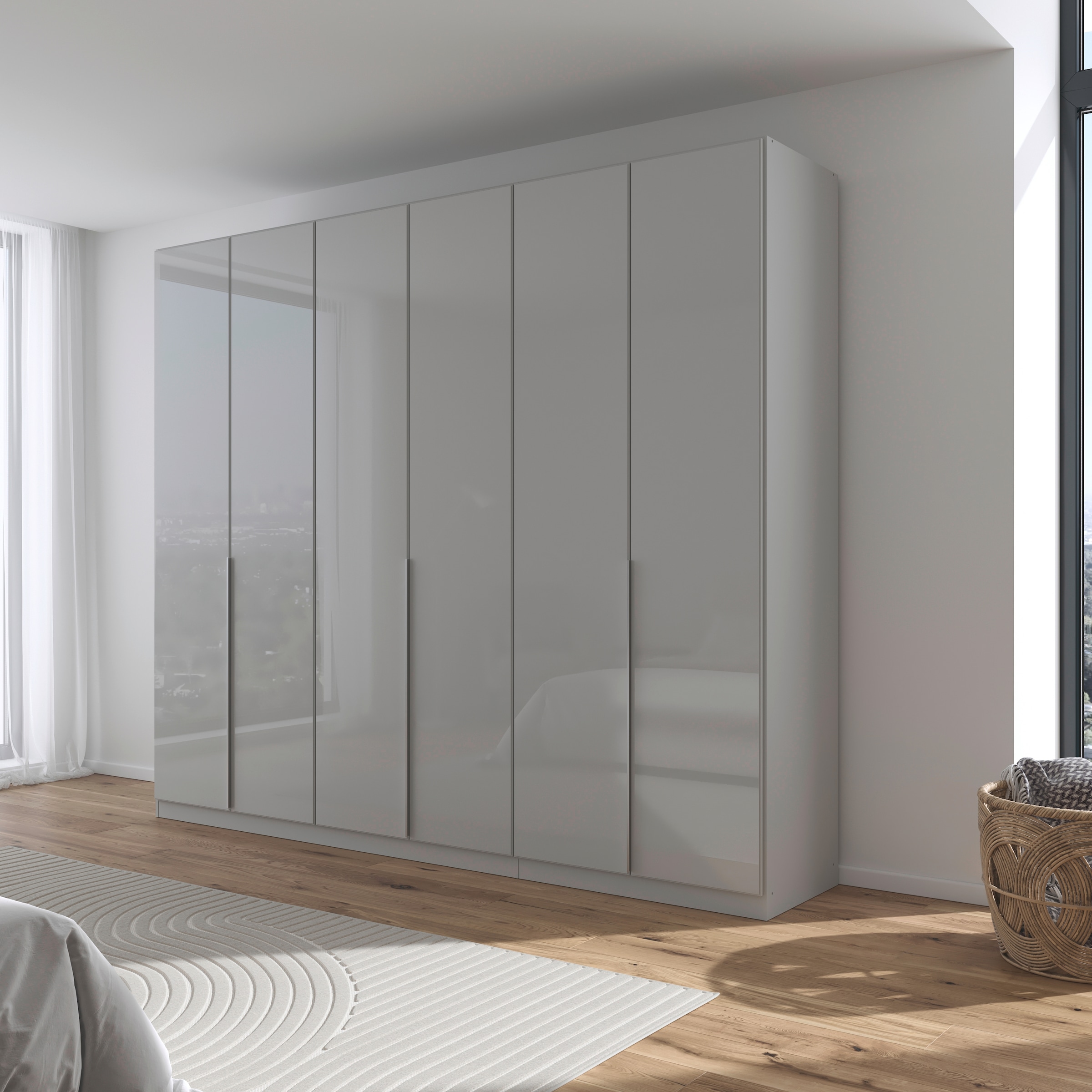 rauch Drehtürenschrank »Kleiderschrank Kleiderschränke Schrank Garderobe AGORDO mit Glasfront«, (in zwei Griff-Farben), durchdachte Innenausstattung, in 6 Breiten und 2 Höhen MADE IN GERMANY