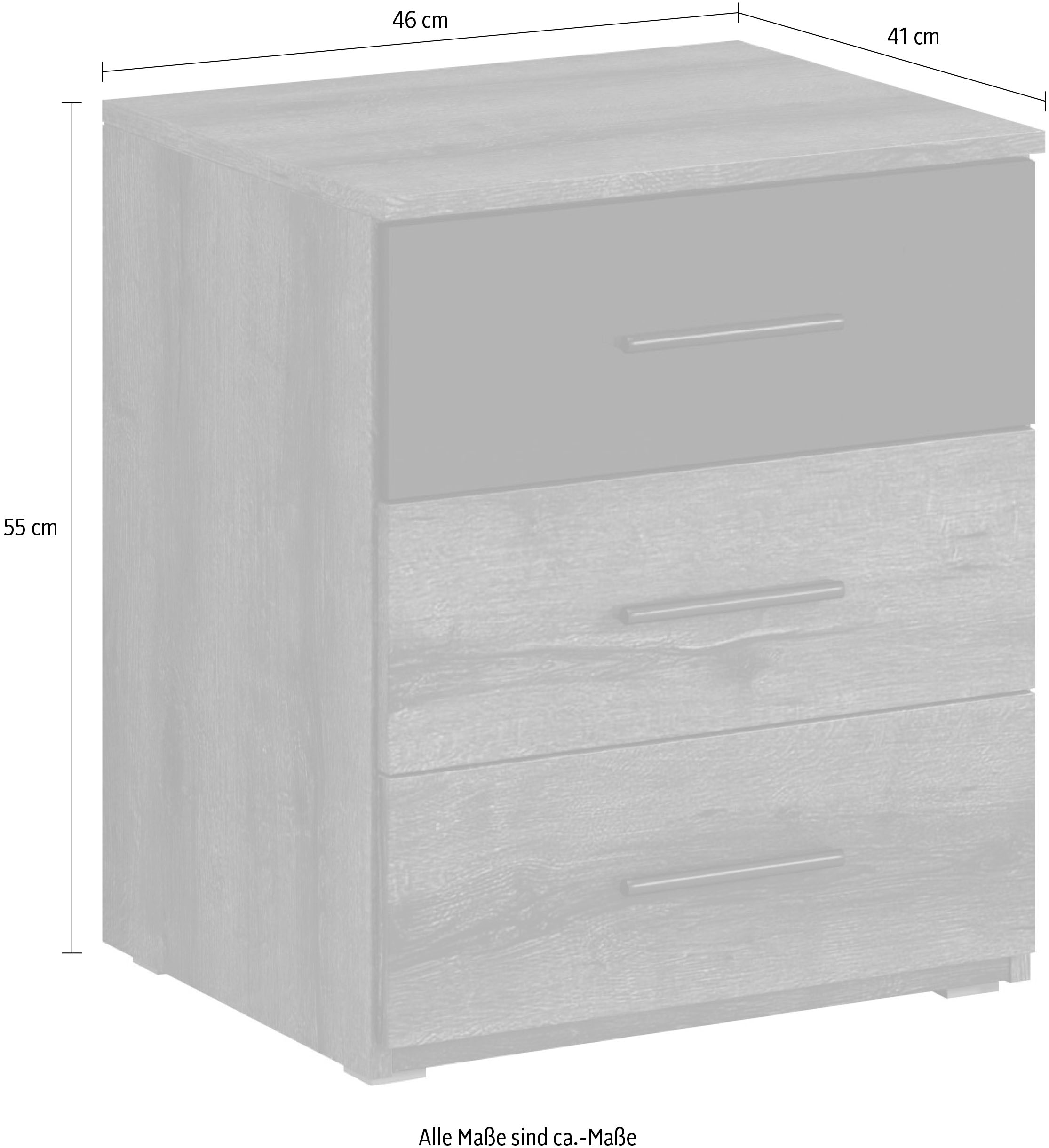 INOSIGN Nachtkommode »Beta Breite 46 cm, moderner Nachtschrank«, Nachttisch, Nachtkonsole mit 3 Schubladen