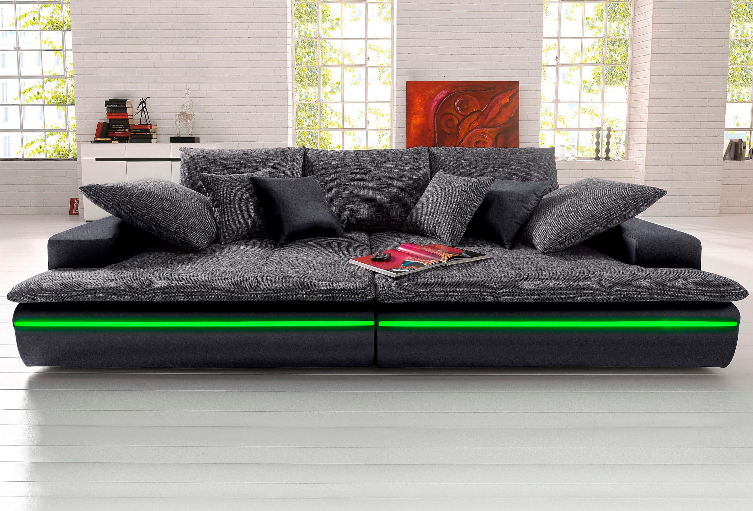 Mr. Couch Big-Sofa »Haiti«, (140kg RGB-Beleuchtung mit wahlweise bestellen und auf Rechnung Belastung/Sitz) Kaltschaum