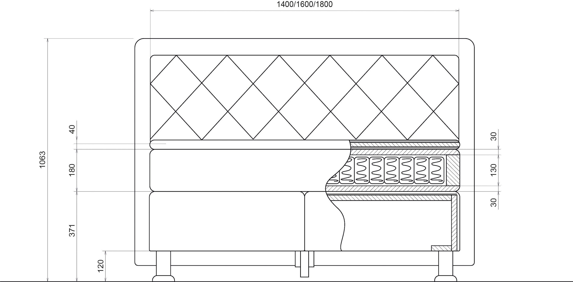 ATLANTIC home collection Boxbett »Helen« Tonnentaschenfederkern-Matratze und Topper, wahlweise mit Bettkasten