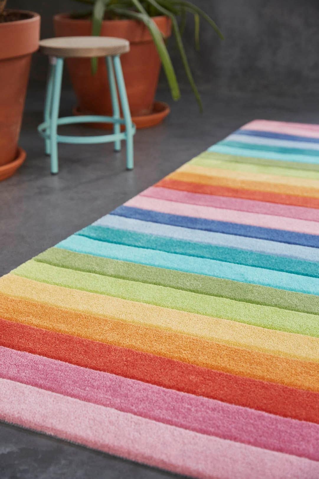 SMART KIDS Kinderteppich »Rainbow Stripes«, rechteckig, 9 mm Höhe, Regenbogen Farben, Konturenschnitt