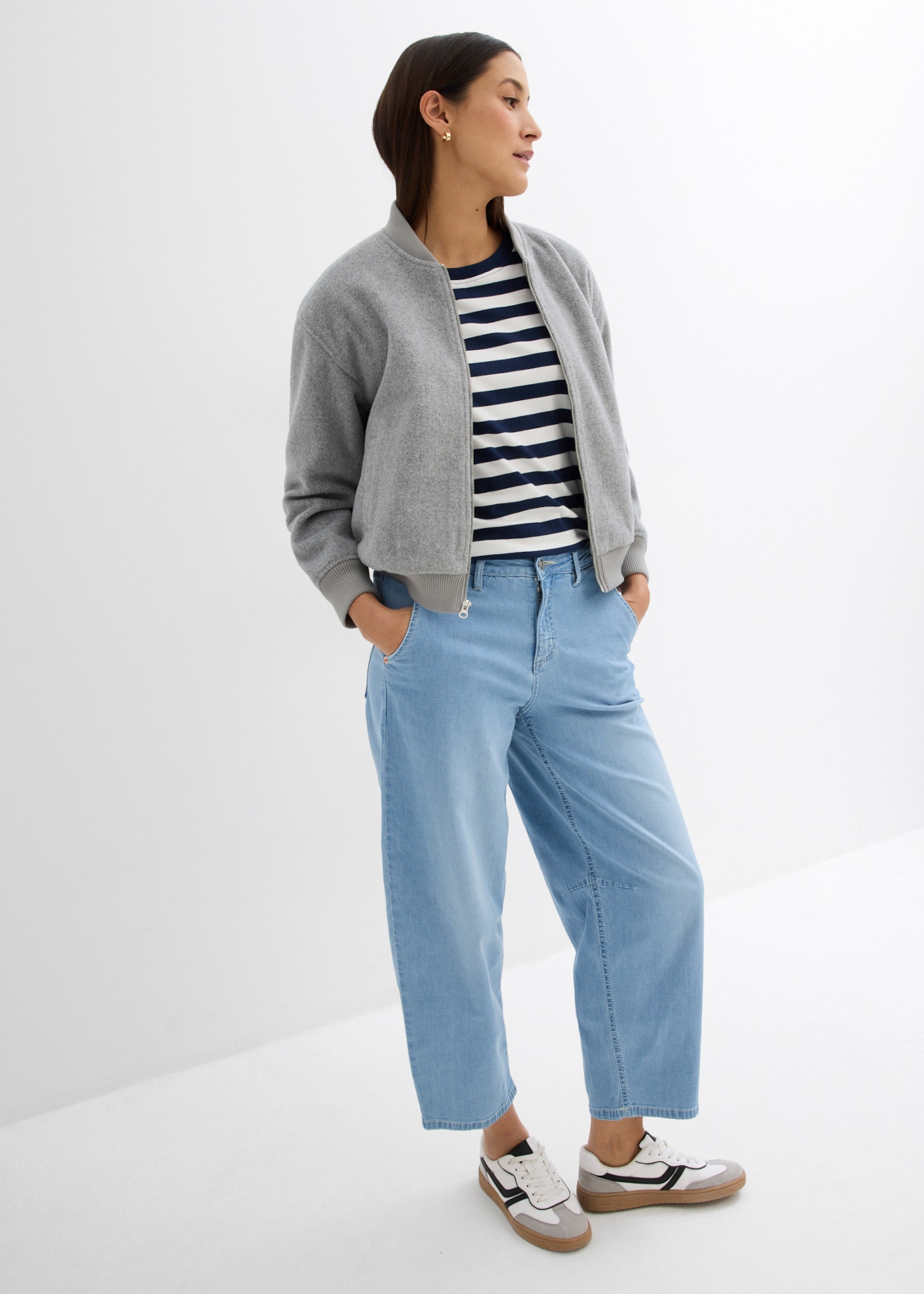 bonprix Stretch-Jeans mit Stretch-Anteil, lockere Passform, verkürzte Balloon Leg