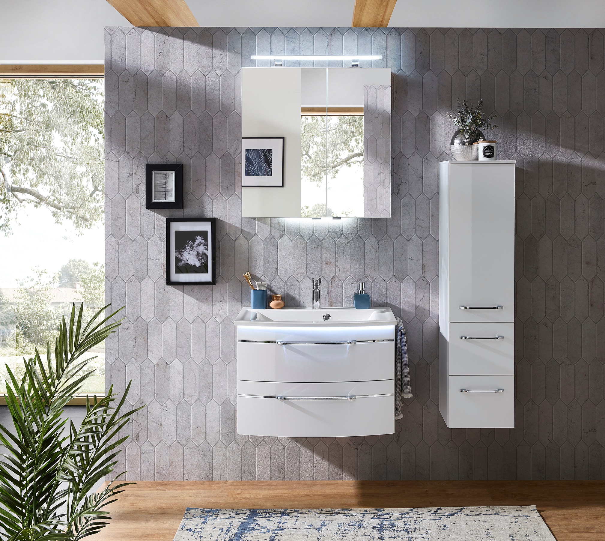 Saphir Waschtisch »Serie 7045 Mineralmarmor-Waschtisch und Unterschrank, 71 günstig online kaufen