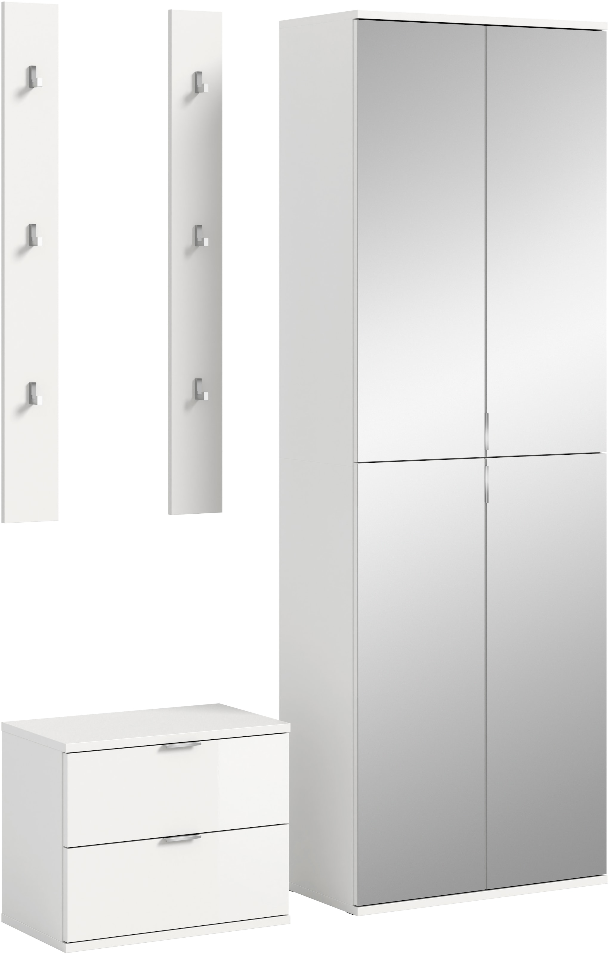 INOSIGN Garderoben-Set »Trondheim, Garderobenset 3-tlg. Breite 128 cm, « 3 Stk. tlg. weiß Breite/Höhe/Tiefe: ca.128 x 191 x 37 cm