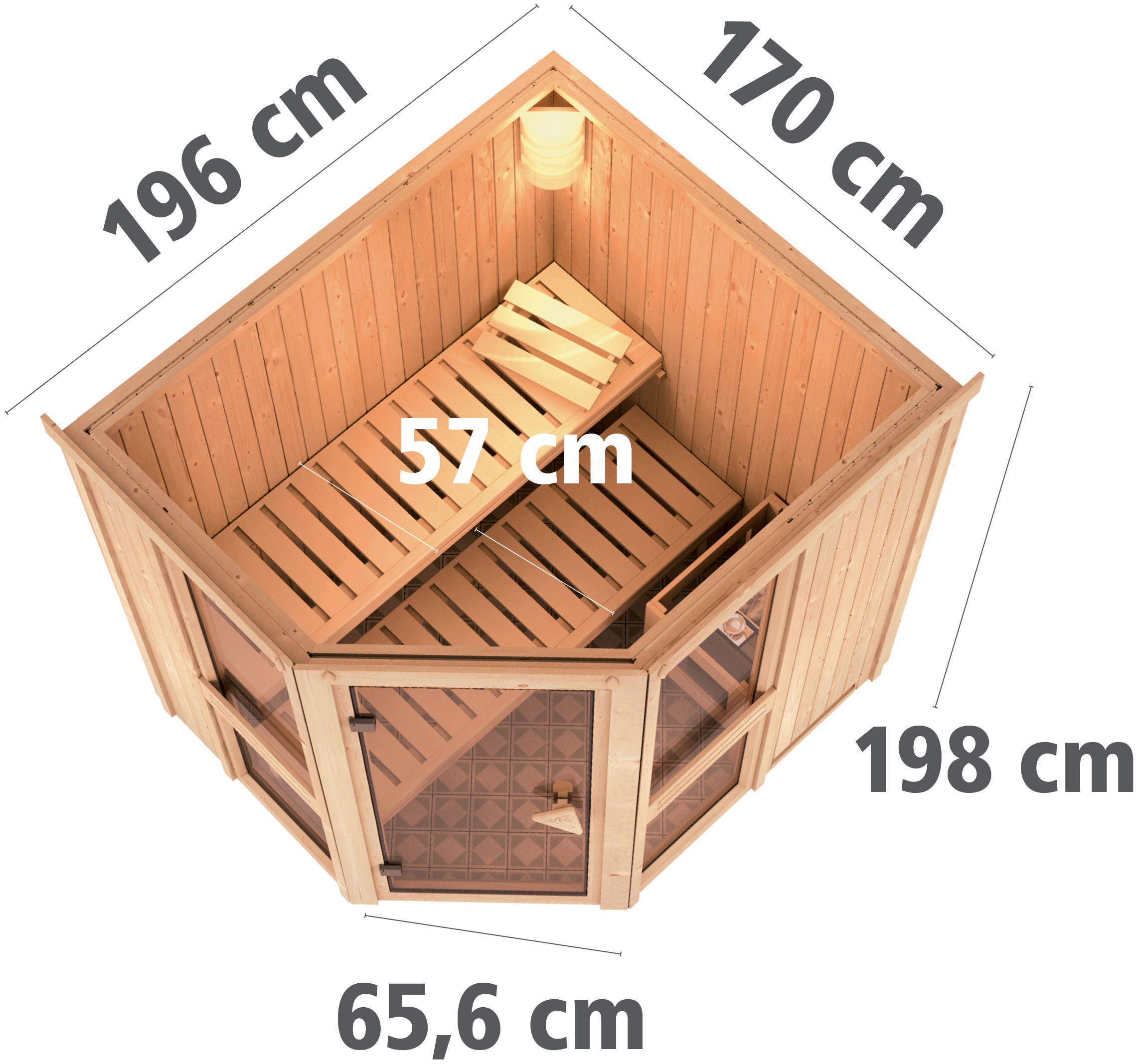 Karibu Sauna »Aline 1«, 9-kW-Ofen mit integrierter Steuerung