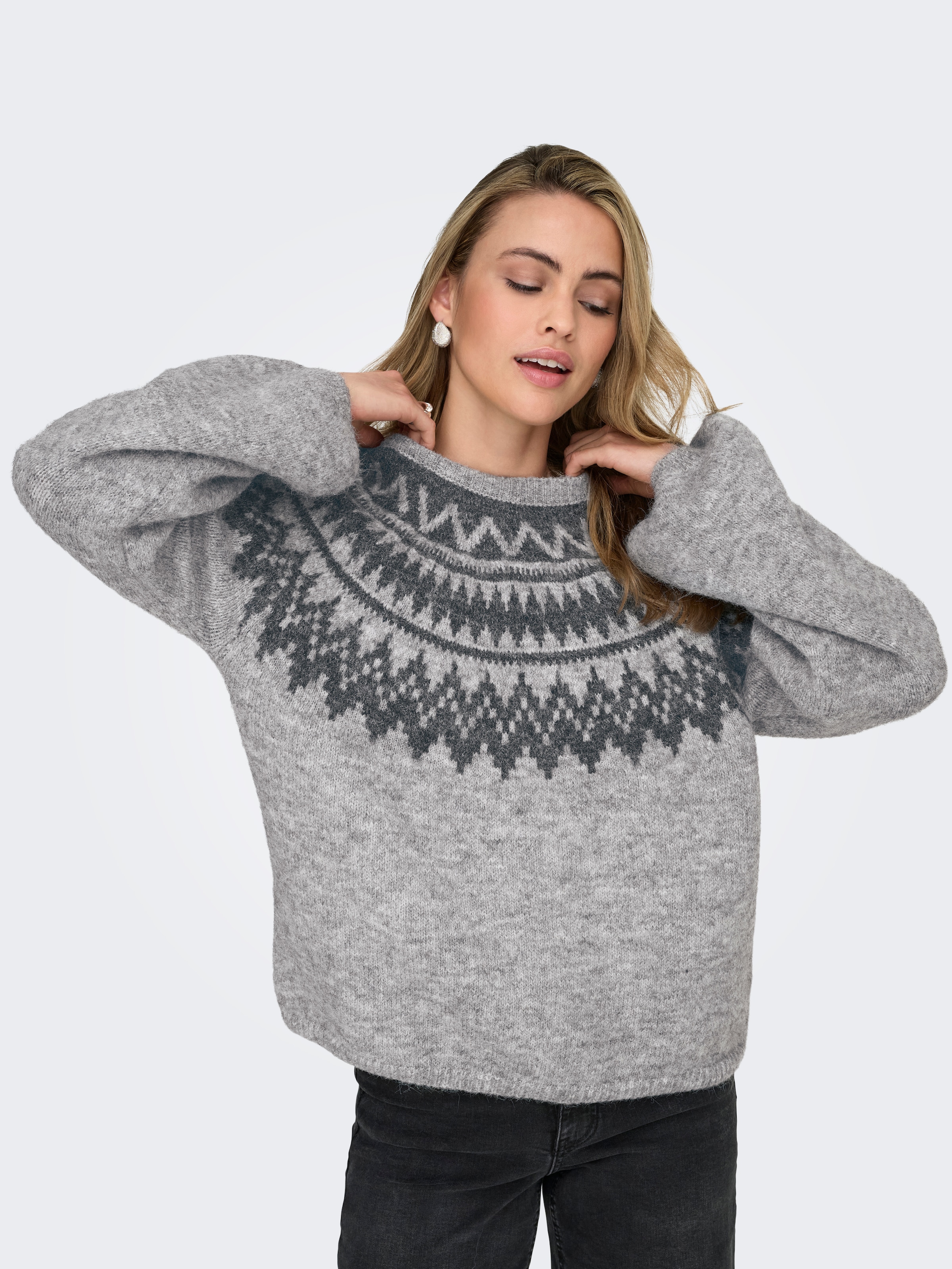 ONLY Strickpullover »ONLREYKJA LS O-NECK KNT« mit Wolle und Stretchanteil